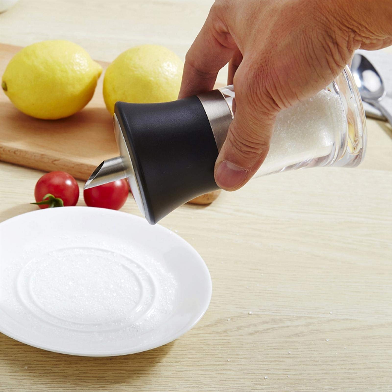 Raguso Dispensador de azúcar, tarro de azúcar acrílico para el hogar, dispensador de azúcar, agitador de azúcar, accesorios de utensilios de cocina para medir fácilmente la cuchara (100 ml)