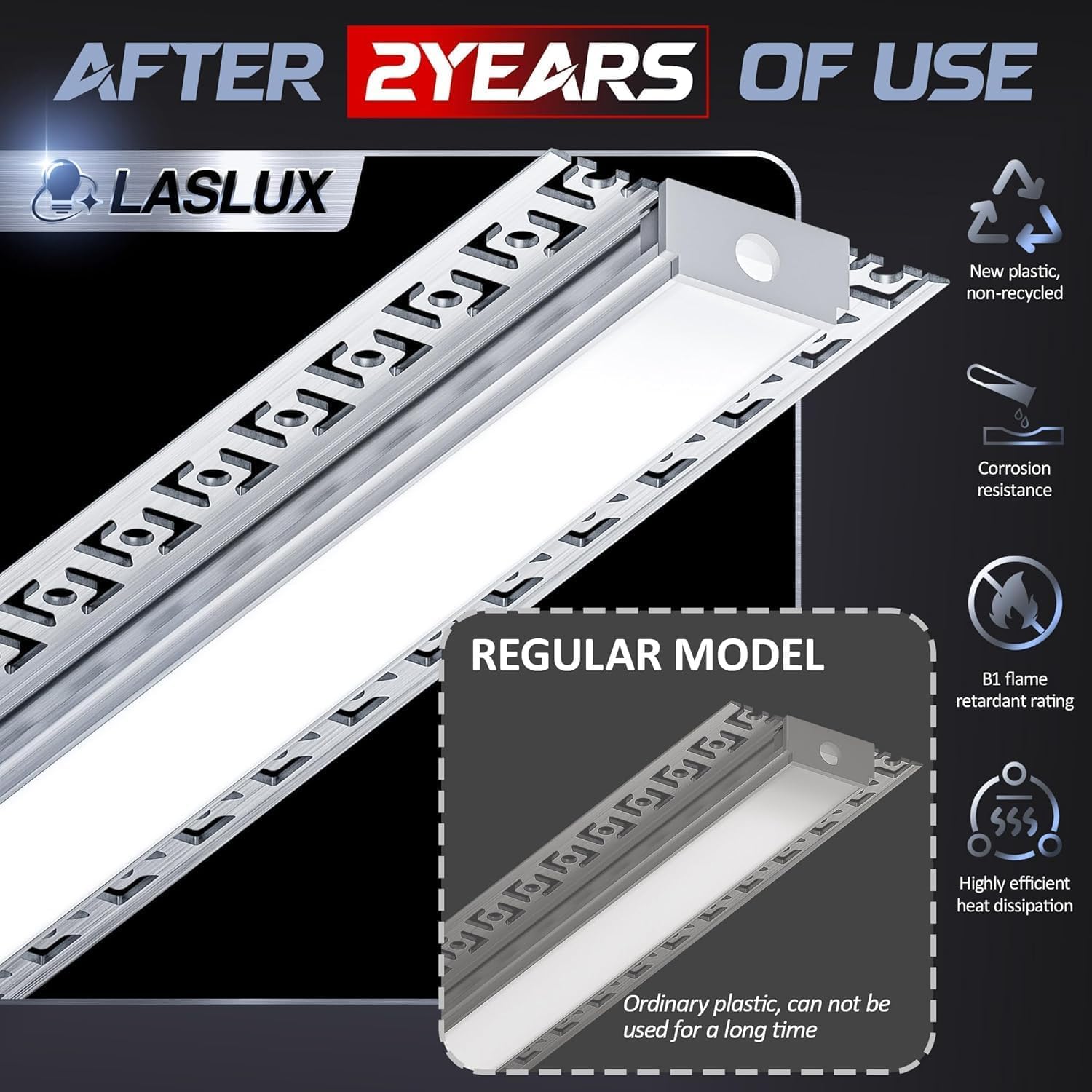 38 x LED Fliesenprofil 2M, LED Trockenbauprofil 2M Aluminium Profil Schiene Unterputz Kanal und Diffusor Aufputz für Indirekte Beleuchtung Decke