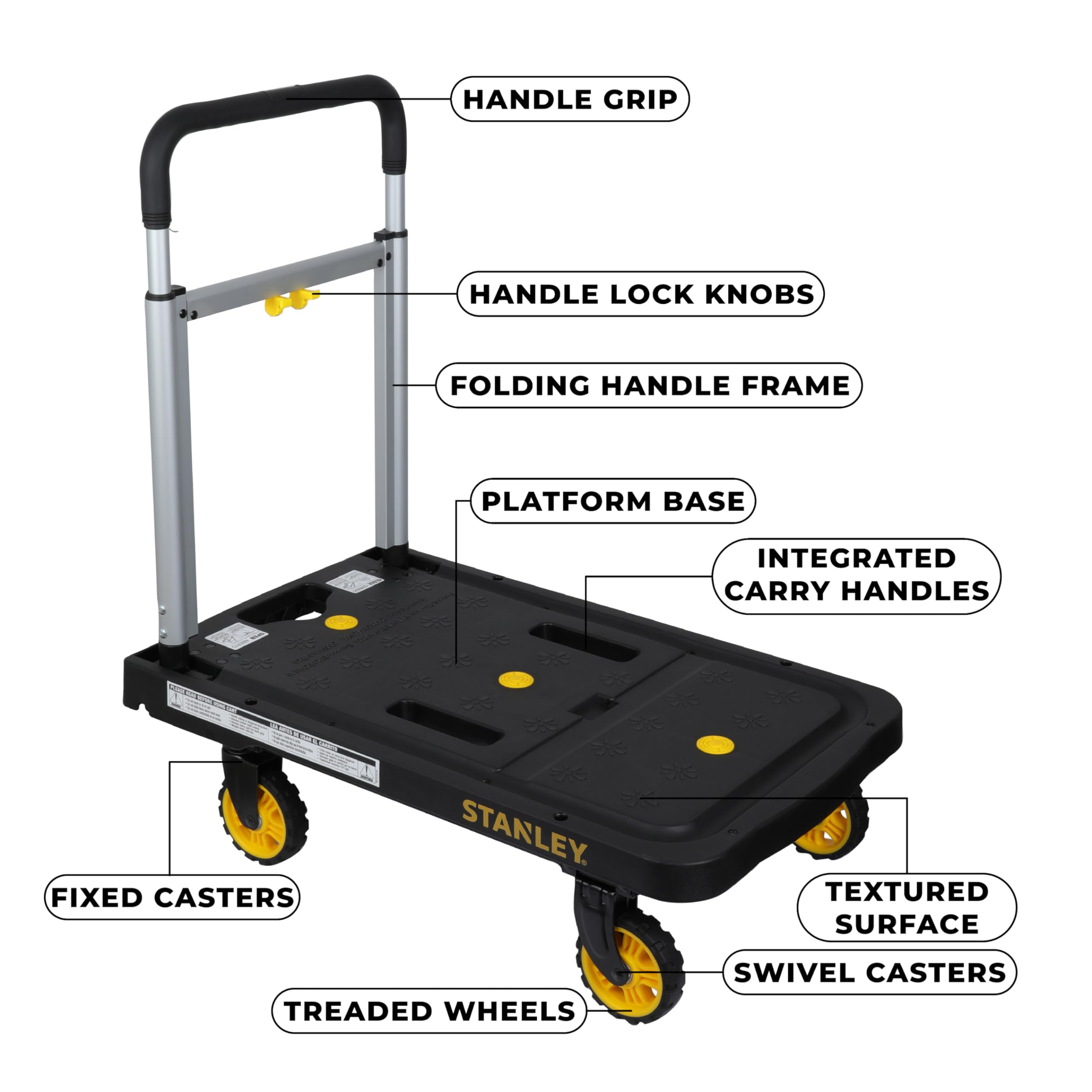 Stanley SXWTD-PC517 wózek platformowy, nylon, czarny, 68x41x92