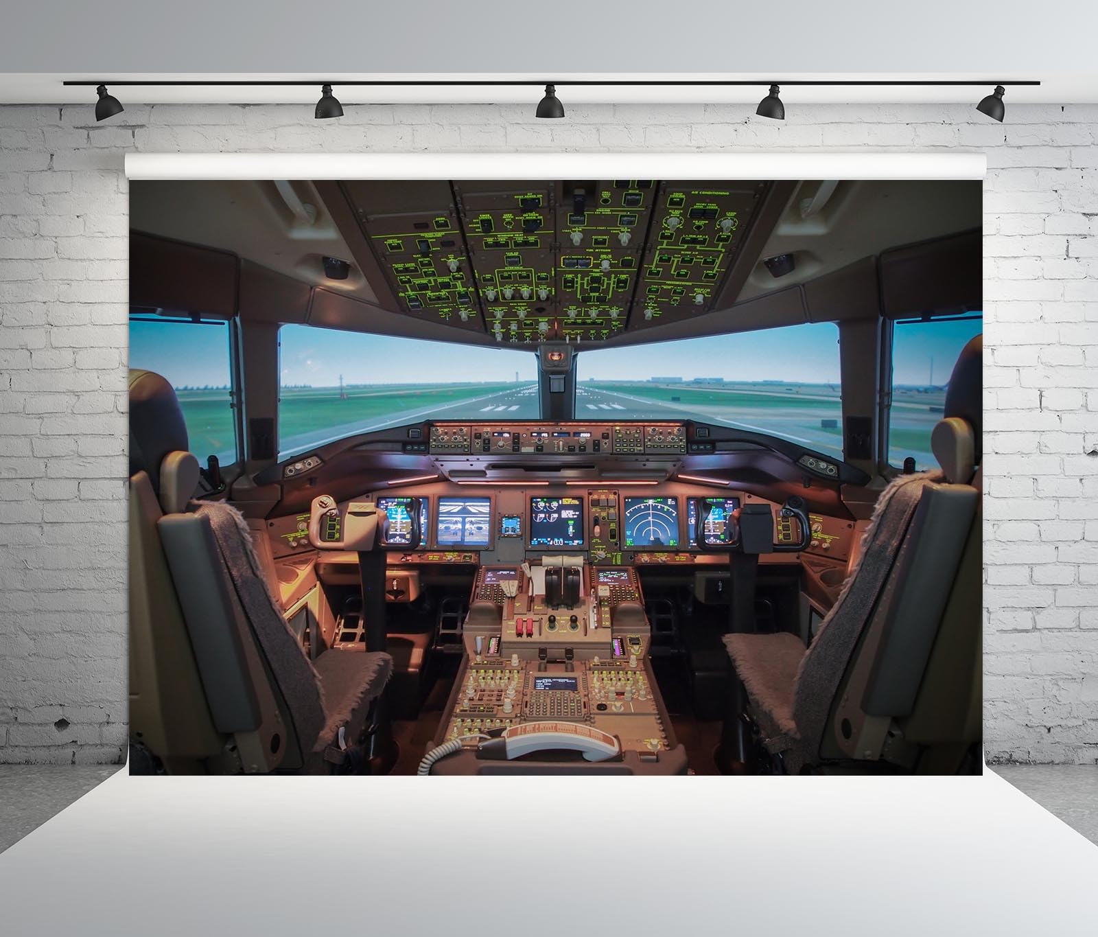 Loccor 15x8ft Fabric Aircraft Cockpit Backdrop Airplane Sky Flying Cockpit Inside Background For Pilot Kids Portrait Photo Shoot Airplane Flight Theme Party Decorations Photo Props - View #3