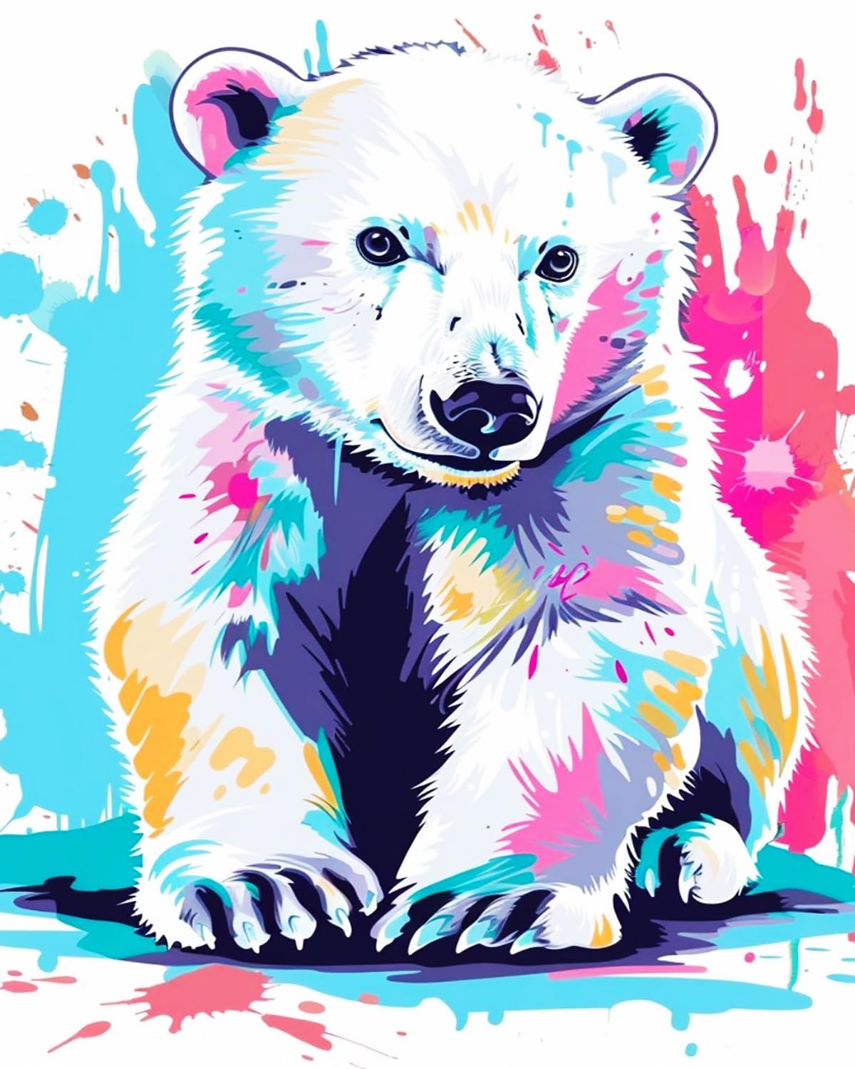 LIUBAISHI Paint by Numbers for Adults, Polar Bear, 40x50 cm, Acrylic on Canvas, with 3 Brushes