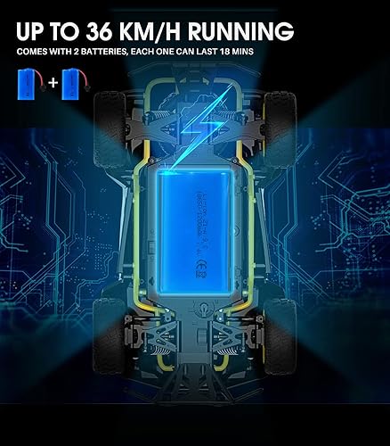 Miniatura 7 de Camión de control remoto coche a control remoto 4 WD 16 MPH escala 116 sistema diferencial grande regalo de juguete eléctrico con 2 baterías