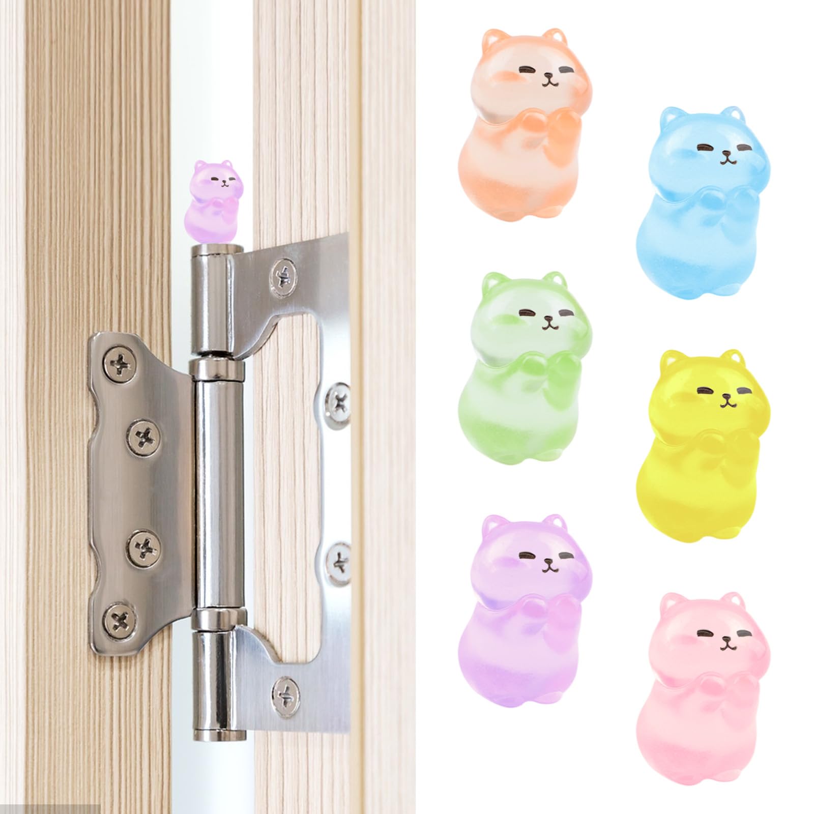 UFURMATE Hinge Head Home Decoration 6Pcs Magnetic Mini Animal Decorative Topper for Hinges Creative Little Cat Hinge Heads Magnets Ornaments(Luminous Cat)