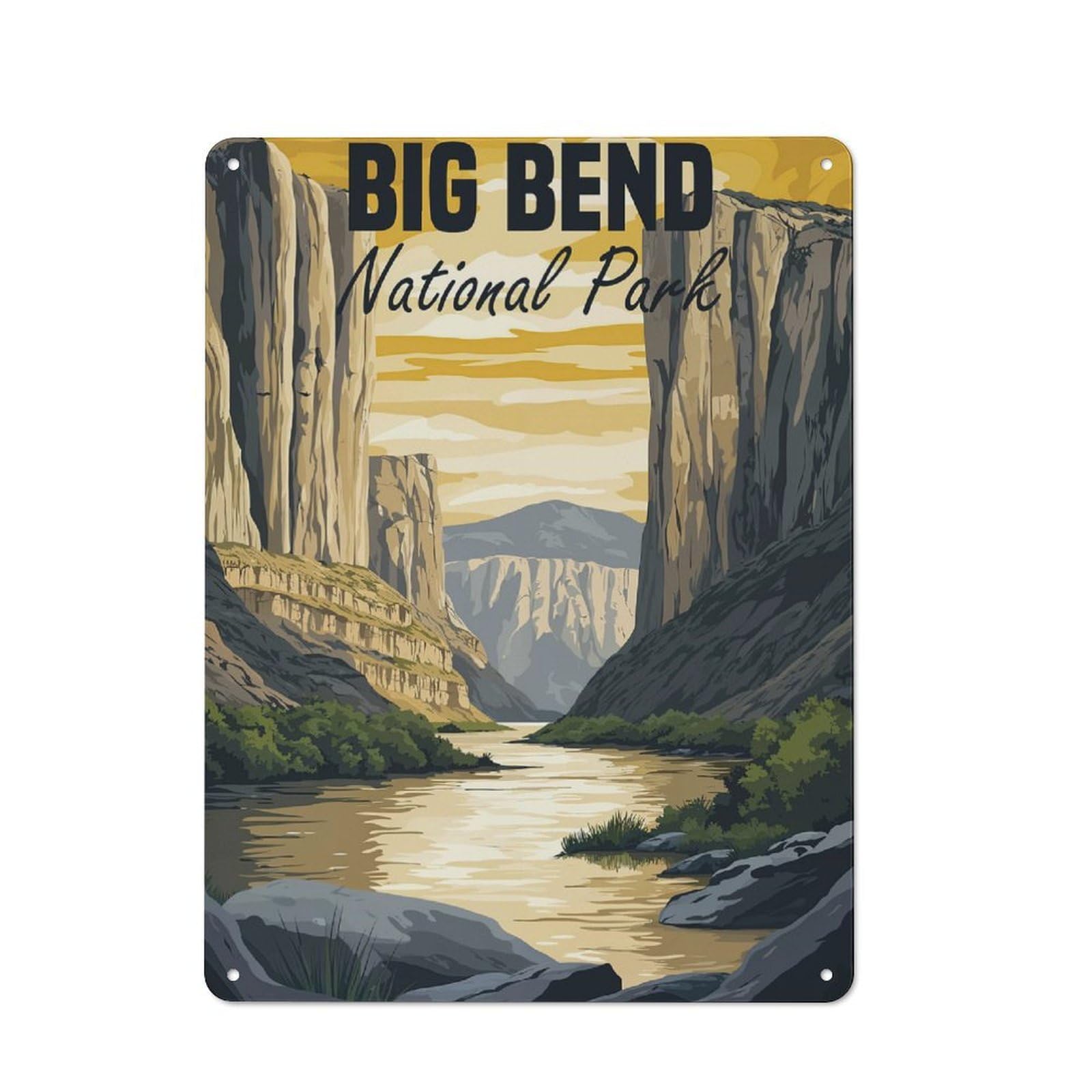 Junmoney Big Bend National Park Retro Metal Plaque 40X30cm For Garage Or Workshop, Housewarming Wall Decor For People Furnishing Garage And Workshop
