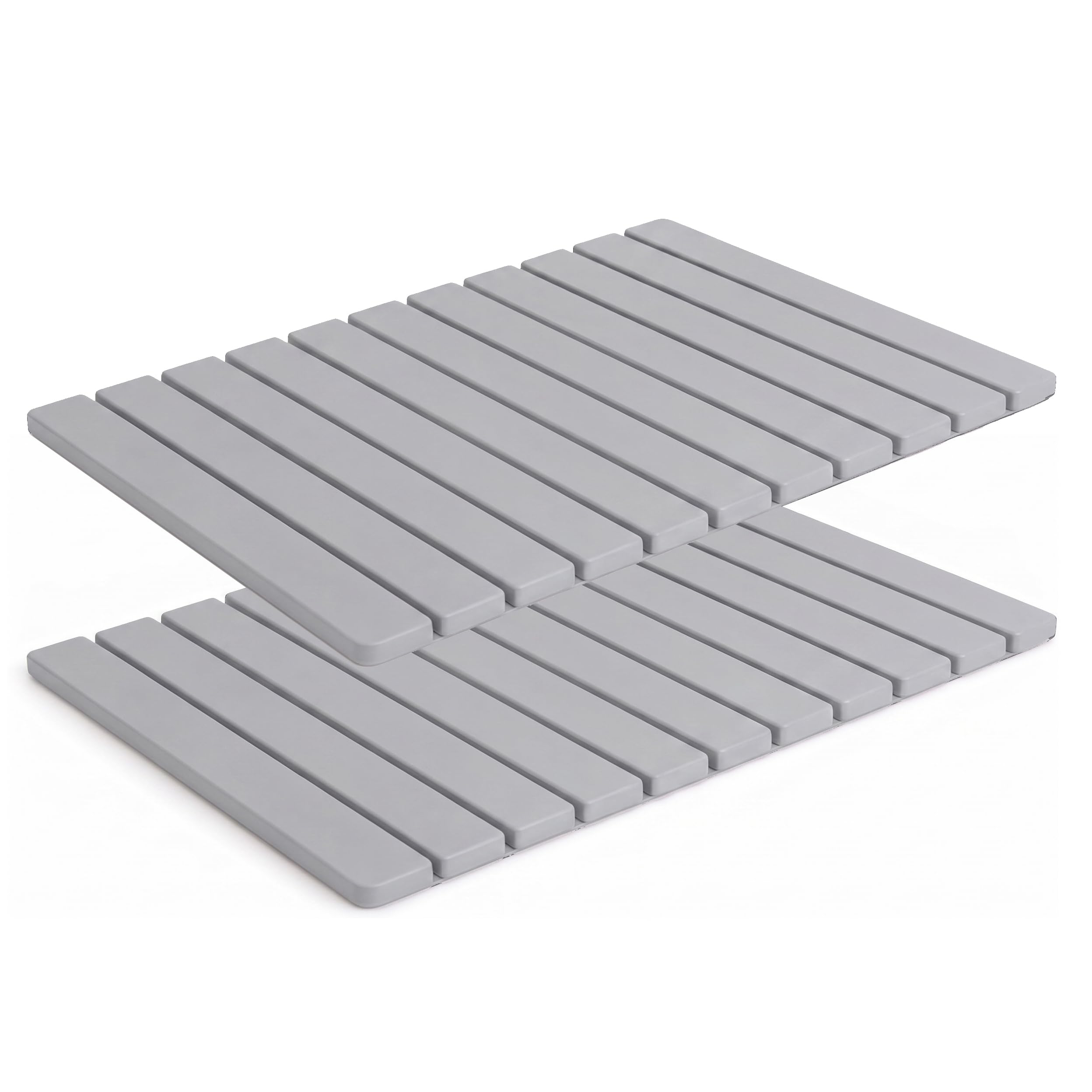 Tappetino Bagno Diatomite Pieghevole Set da 2, Tappeto Bagno Antiscivolo e Assorbente ad Asciugatura Rapida, Aiuta a Ridurre Umidità e Cattivi Odori, per Doccia, Vasca, 60 x 39 cm, Grigio Chiaro