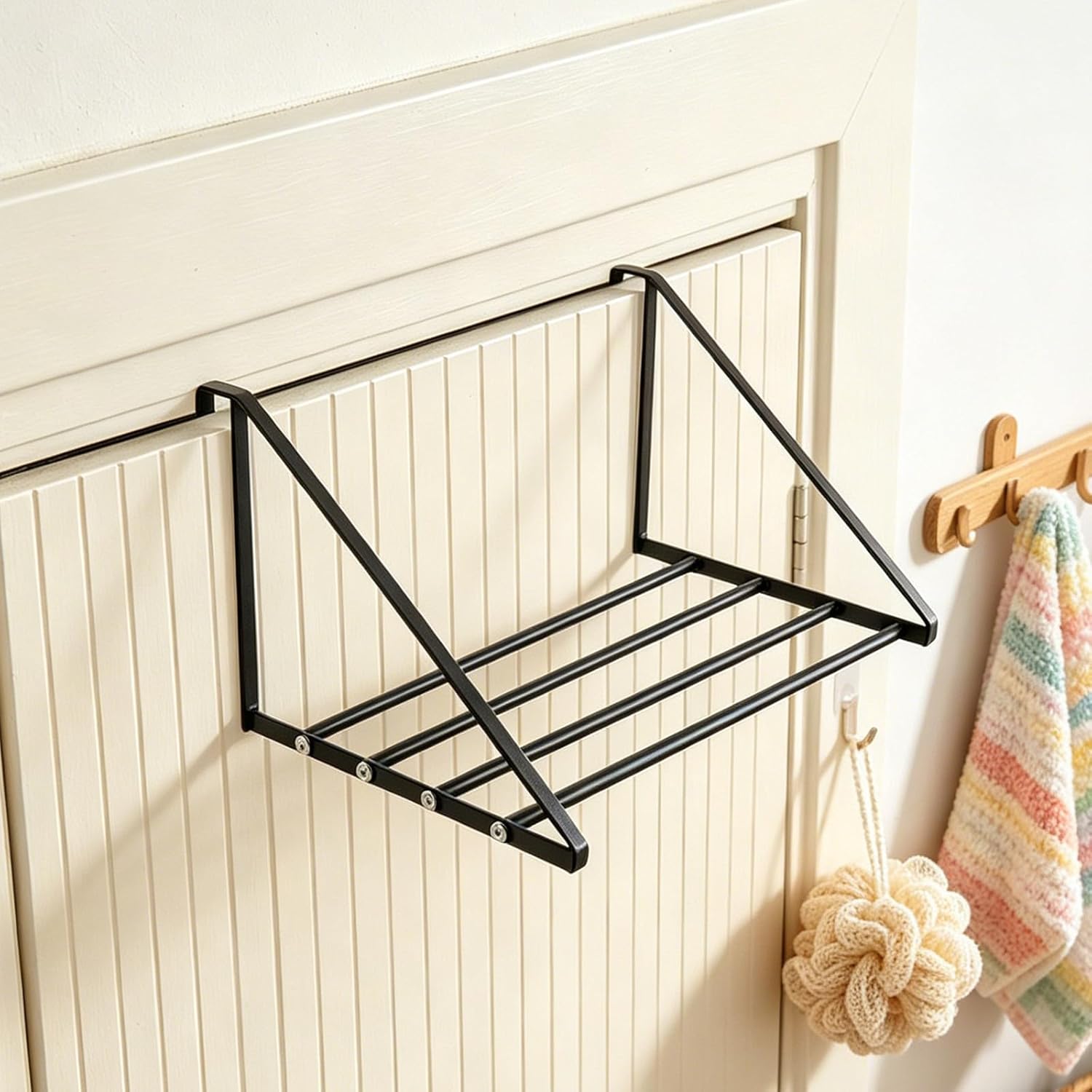 Over The Door Drying Rack - Space-Saving Clothes Towels Storage Hanger for Bedrooms, Dorms, and Bathrooms - Fits Up to 2.3'' Thick, 23.6x16x7.8in