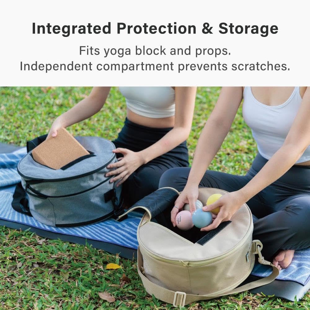 Expandable Yoga Wheel Bag - Smooth Gliding Zipper Carrier for Wide Wheels, Reinforced Handle & Detachable Strap