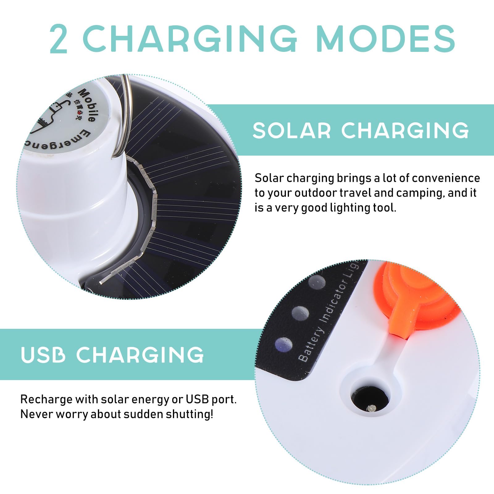 Lámpara Colgante Solar para Acampar al Aire Libre 2400mah Abs | Blanco, 5, 5v Recargable por Usb, Estructura Plegable, para Jardín y Garaje