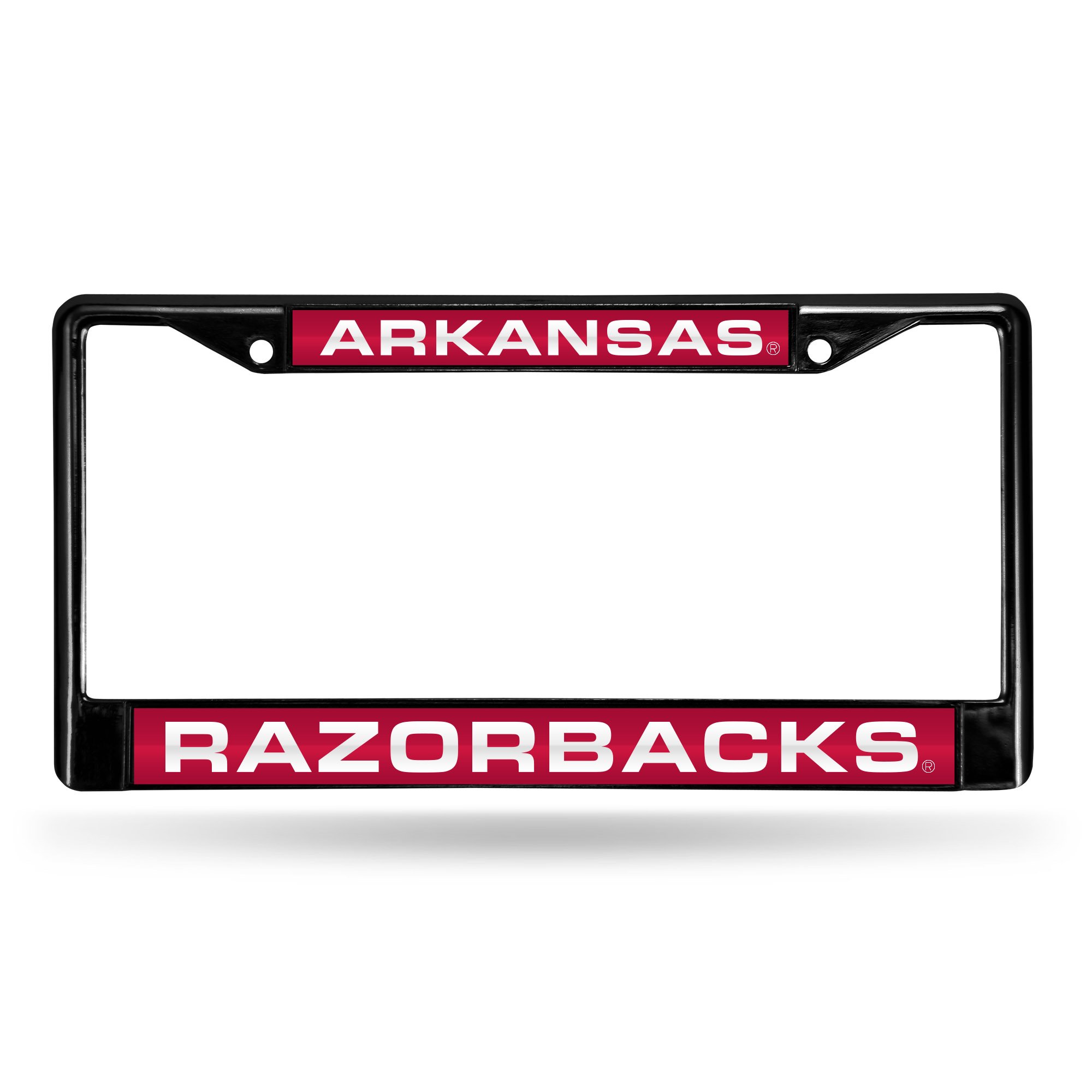 Marco para matrícula negro de Arkansas Razorbacks con acabado protector superior 8