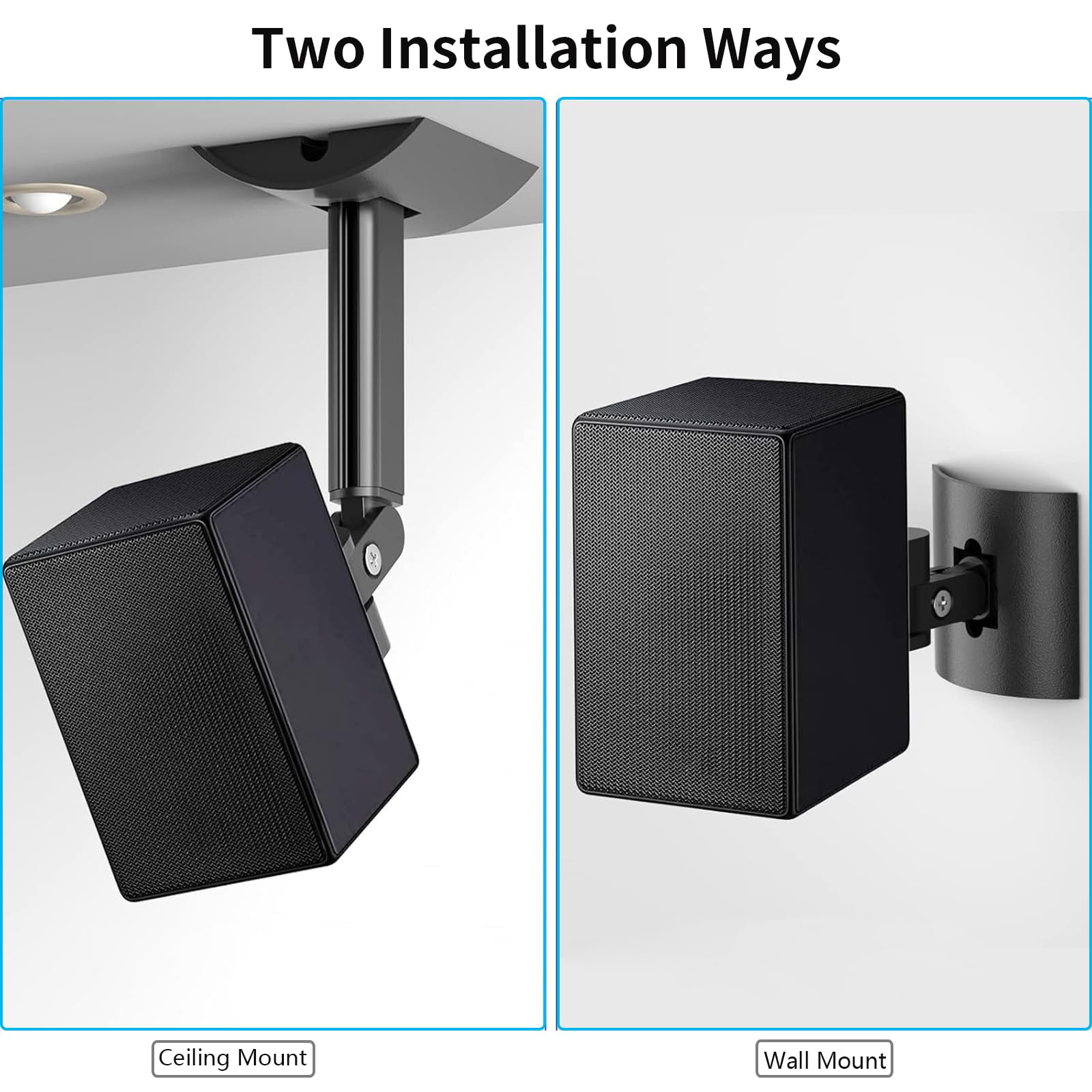Supporto da parete e soffitto per altoparlanti Samsung Q950A/9500S/950T/990B/Q90R Echo Sound, inclinabile e girevole, regolabile, staffa di montaggio per altoparlante posteriore, nero (2 set)