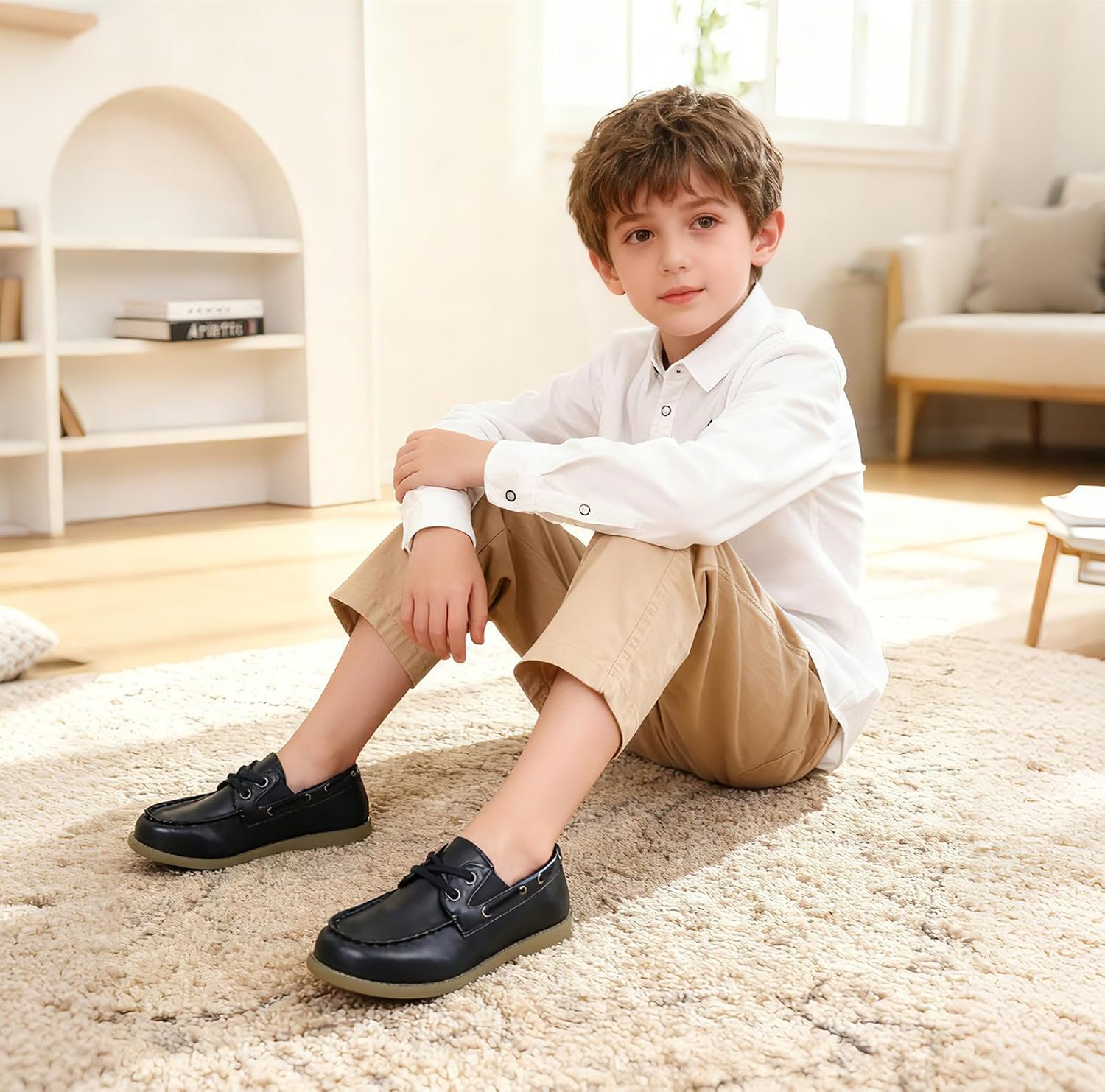 DADAWEN Boys Girls Dress Shoes Casual School Shoes Slip on Loafers Kids Boat Shoe (Toddler/Little Kid/Big Kid)