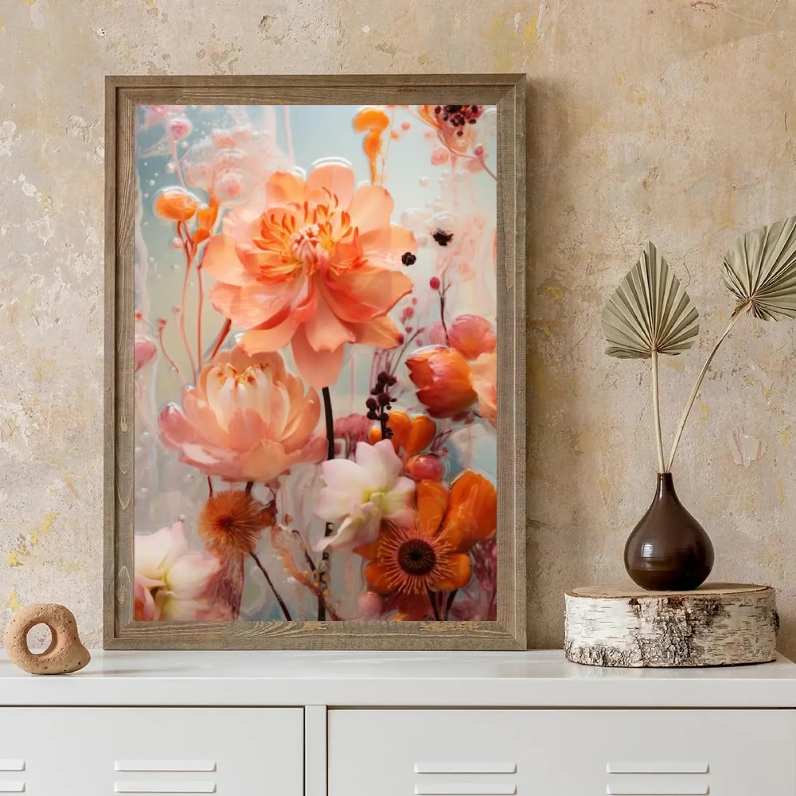Décoration murale fleurs colorées dans l'eau toile 70x100 cm - 7