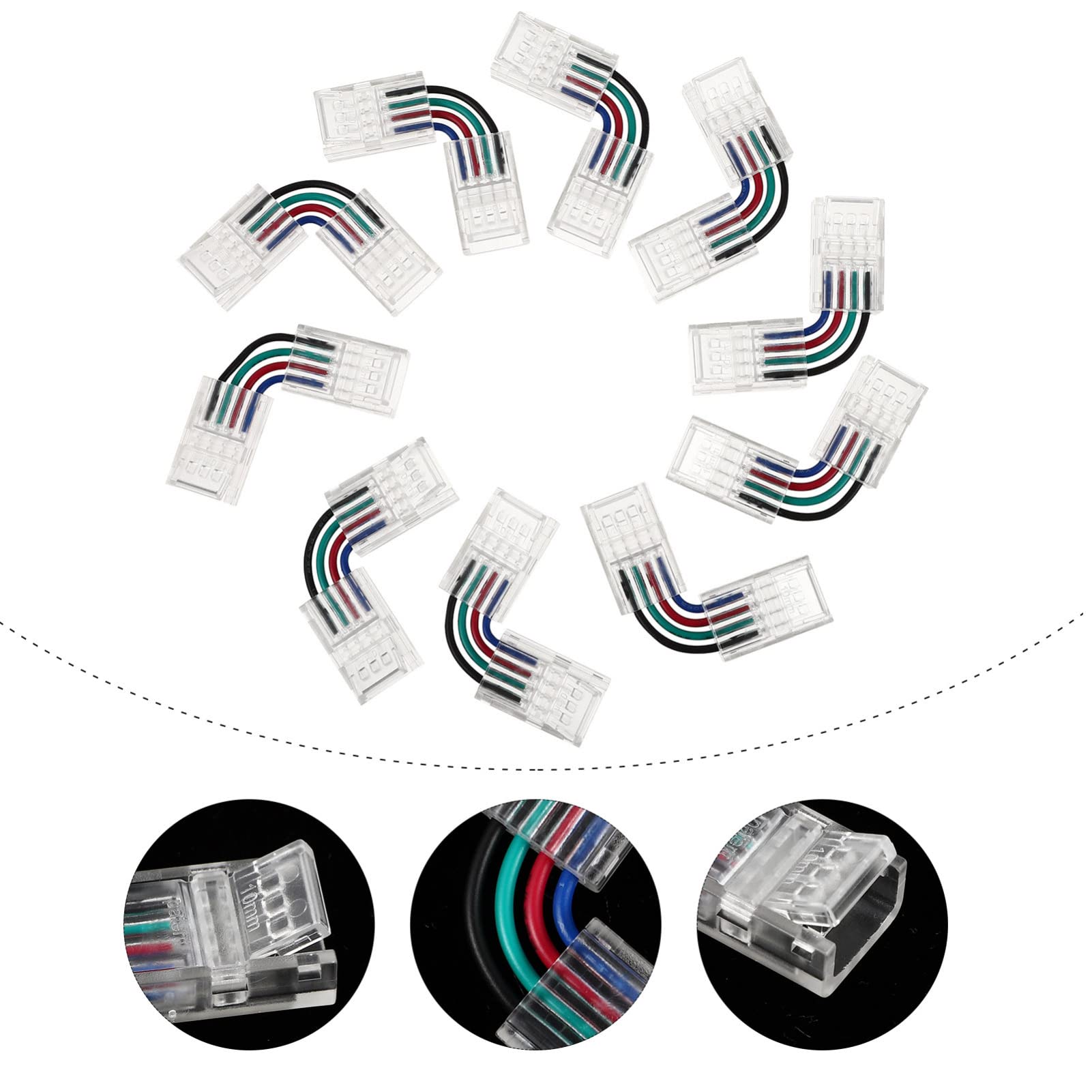 PRETYZOOM 30stücke Polige -lichtstreifen-adapterverbinder Für Rgb - Solderless Förmige Eckenverbindung Für Einfache Installation Und Erweiterung