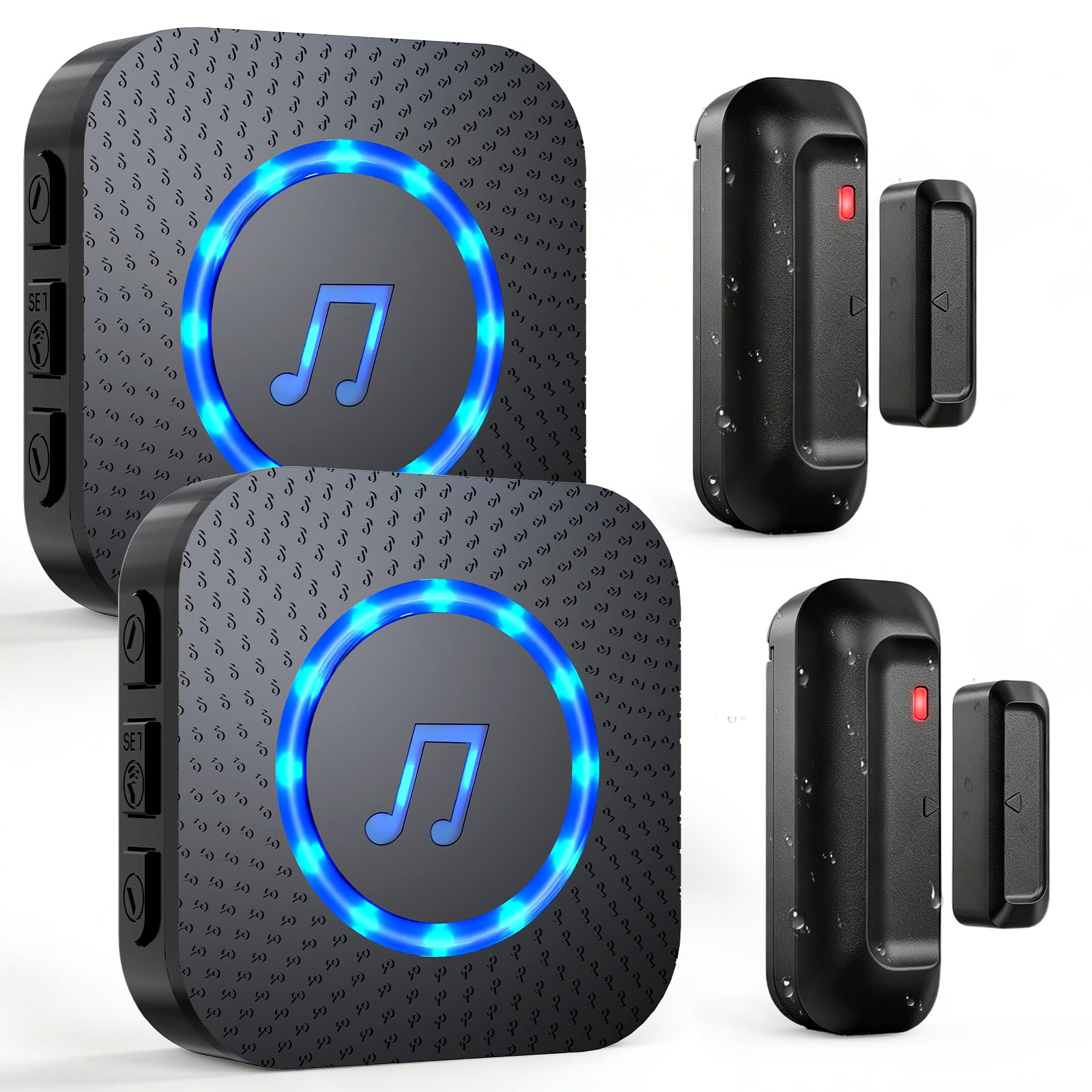ChunHee - Sensor de alarma de puerta inalámbrico cuando se abre la puerta, timbre de alarma de entrada de puerta para negocios/hogar/niños, rango de 150 m, alerta de timbre de puerta de 5 volúmenes
