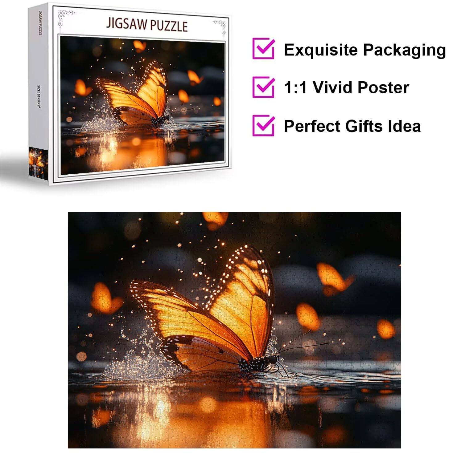 Puzzle 1500 Pezzi stagno Puzzle Legno Farfalla, n-17