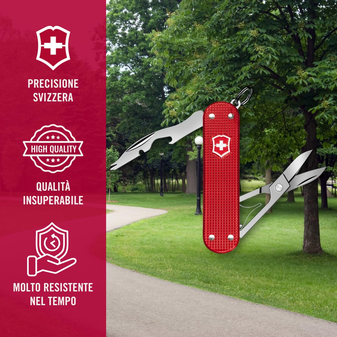 Victorinox Companion S Alox, Multiuso, Tascabile, 5 Funzioni, Piccolo, incl. Forbici e Cacciavite, Swiss Made, Rosso