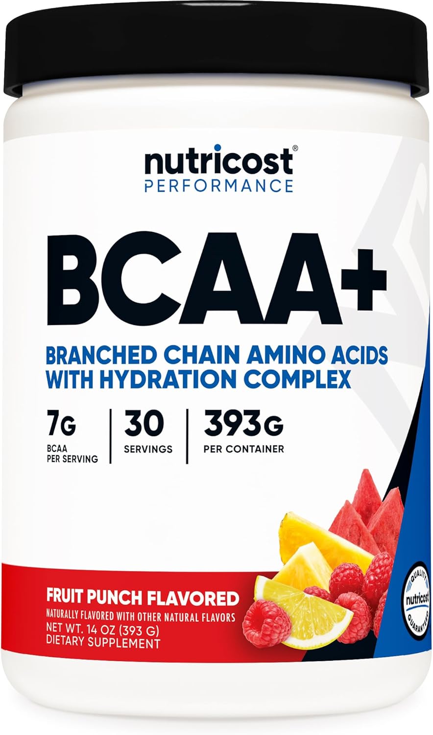 Nutricost BCAA + Hydration Powder (Fruit Punch) 30 Servings – Branched Chain Amino Acids with Hydration Complex – Gluten-Free, Non-GMO