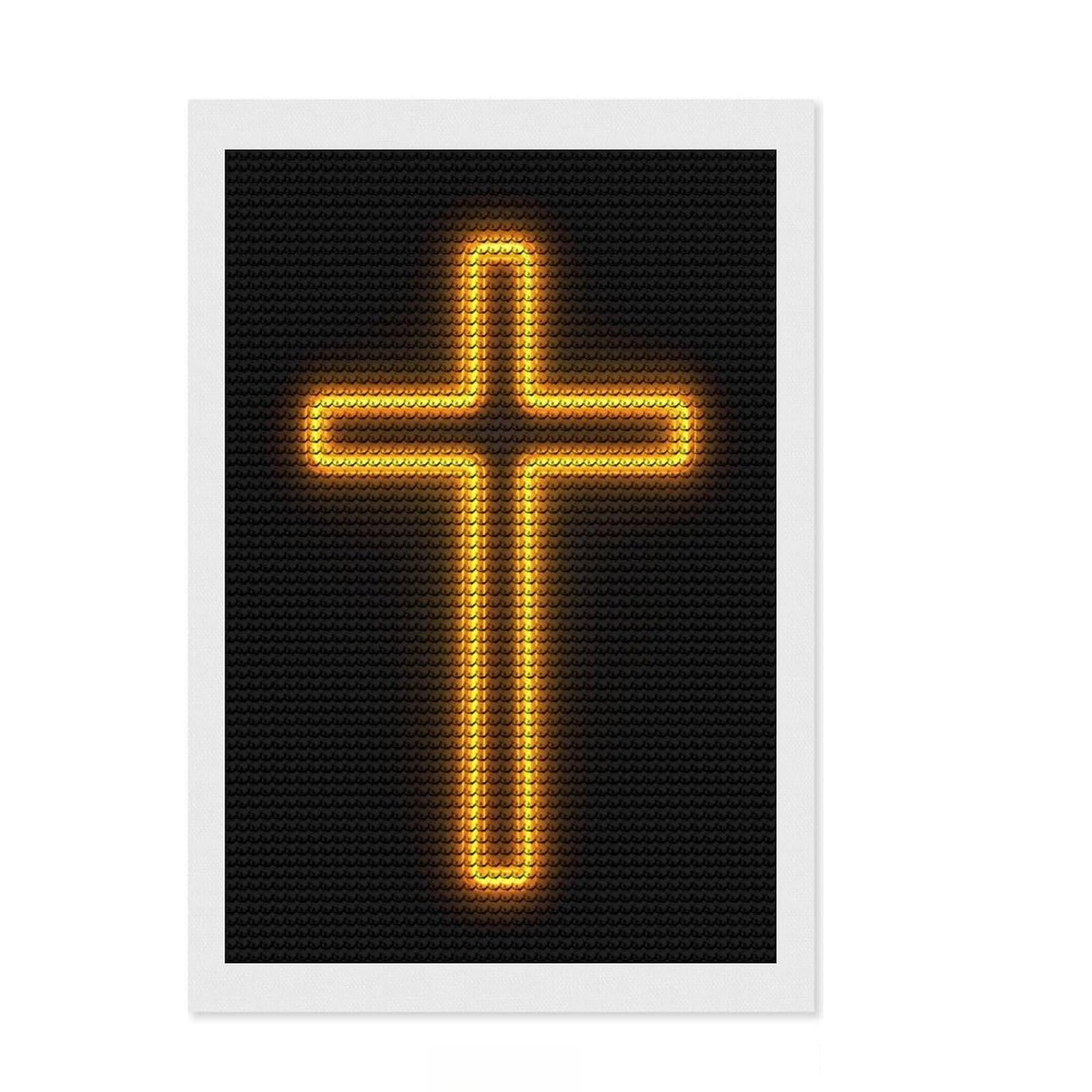Junmoney Neon Cross Diamond Painting Kit 8"x12", Gift Idea, Stress Relief Craft, DIY Craft, Farmhouse Decor, Vintage Style Decor