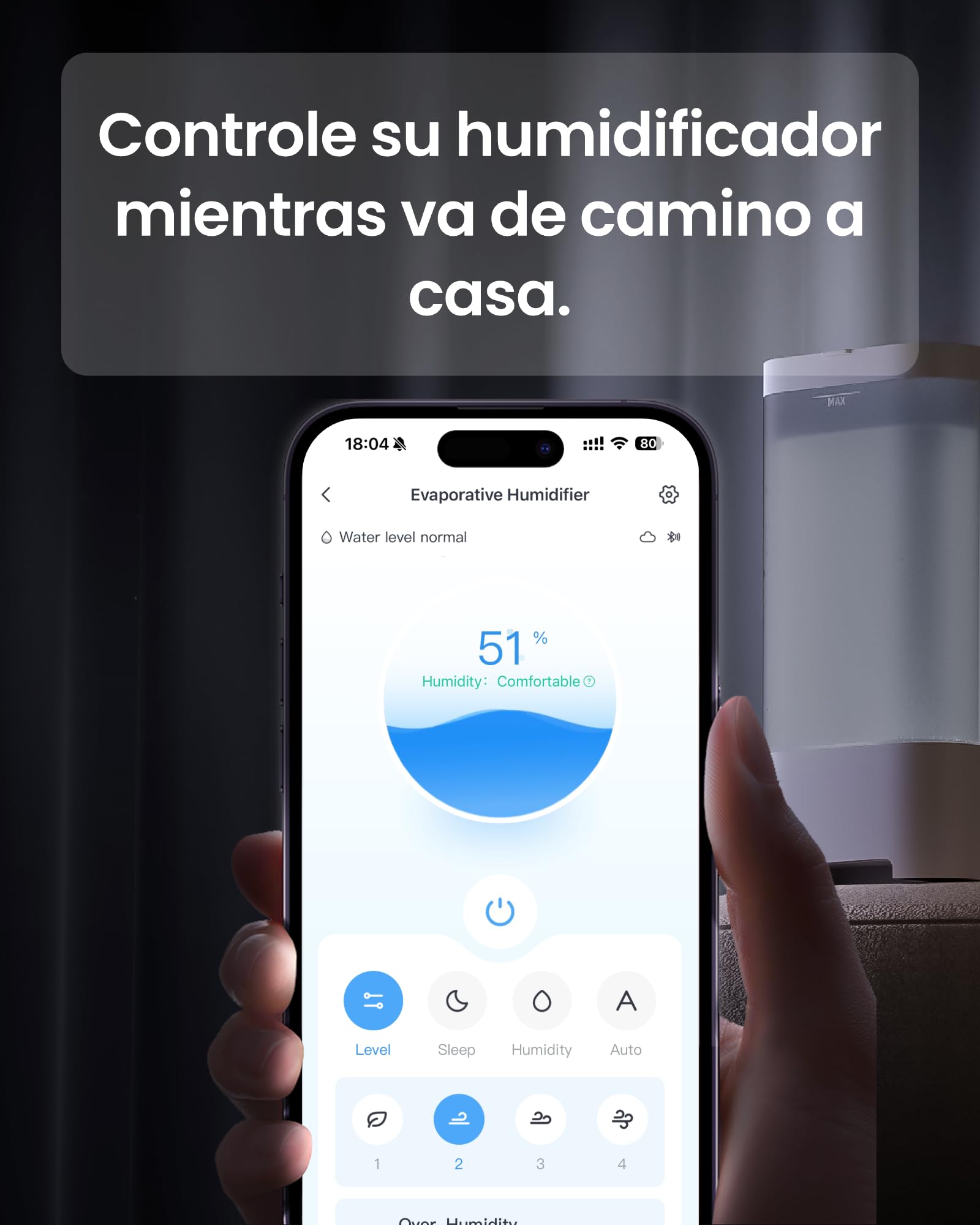 SwitchBot Humidificador Evaporativo, 750 ml/h, 4,5 l para habitaciones grandes, sin niebla, llenado por arriba, filtro lavable, silencioso para bebés, Alexa, Google Home, HomeKit y Matter