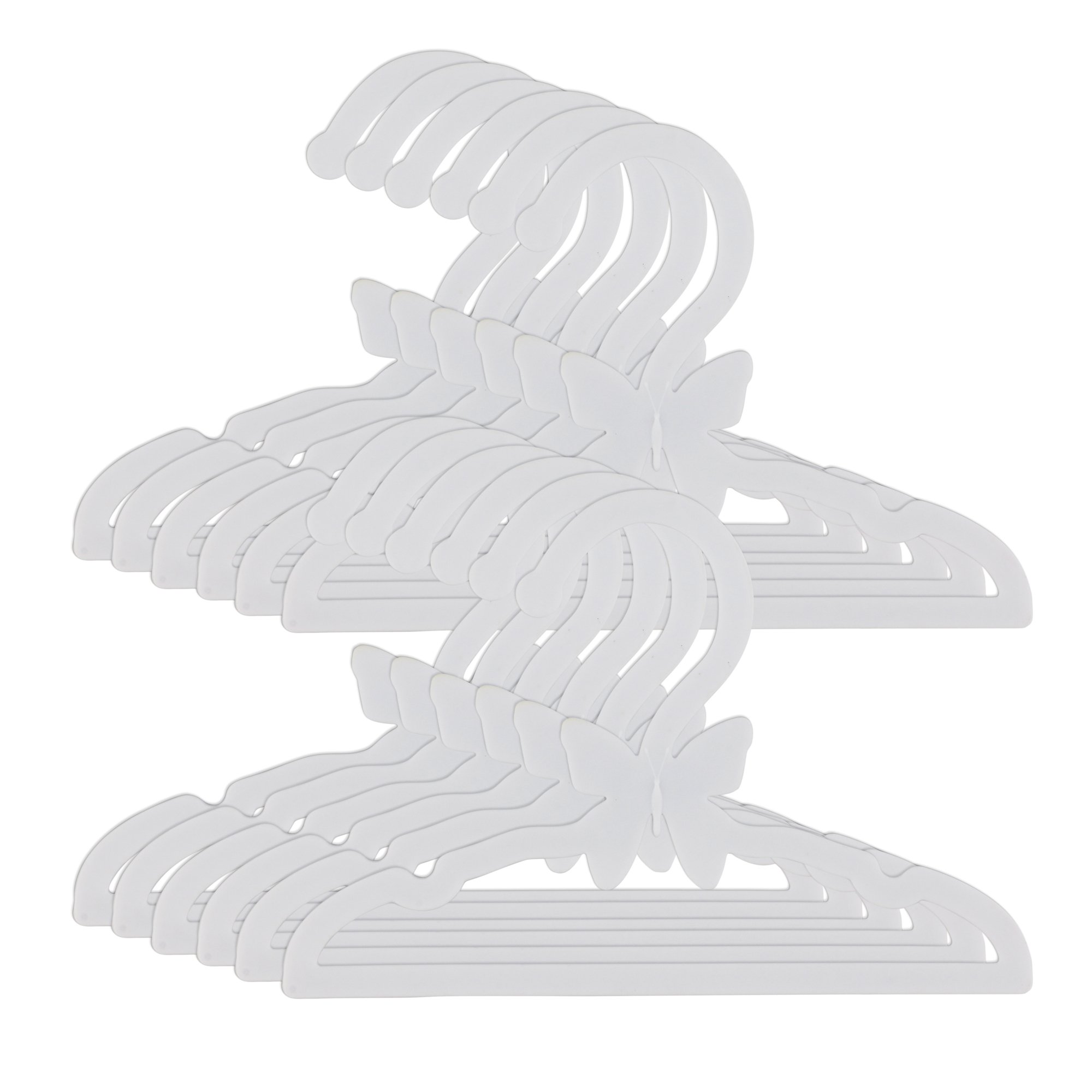 Dress Along Dolly Doll Clothes Hangers for 18 American Girl Dolls - Set of 12 White Butterfly Hangers