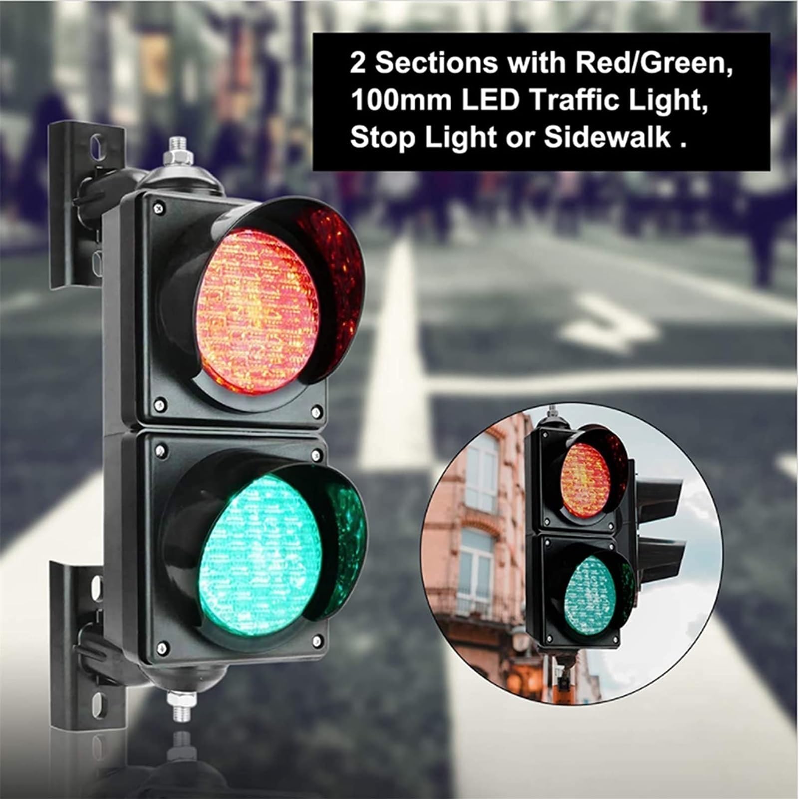Semaforo Stradale a LED Industriale con Telecomando, Rosso/Verde, 100 mm, 2 Moduli, IP65, 220 V AC o 12/24 V CC
