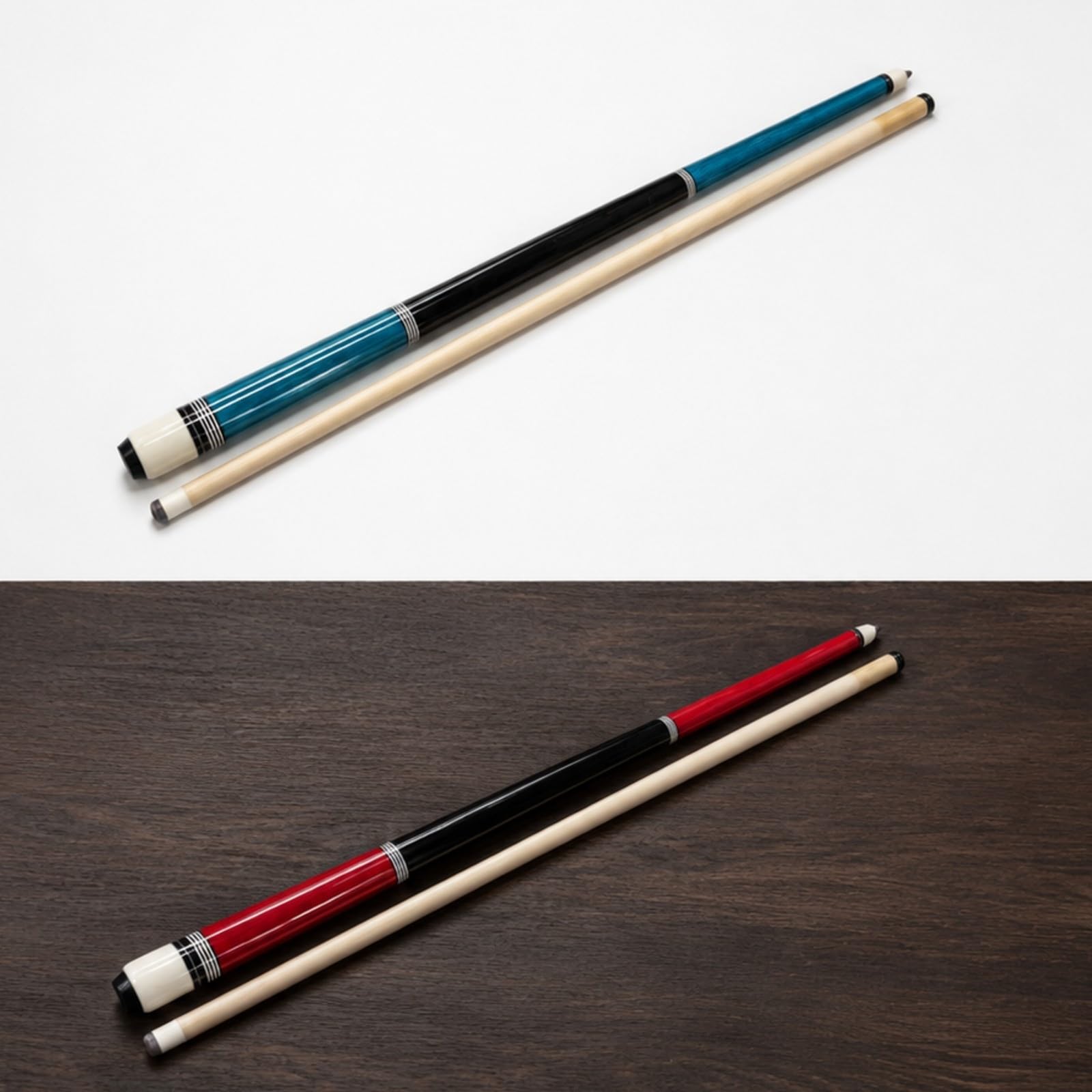 Qianly da Biliardo in Due Pezzi Portatile, di Legno , con Giunto a Vite, per Club, Appassionati , Rosso