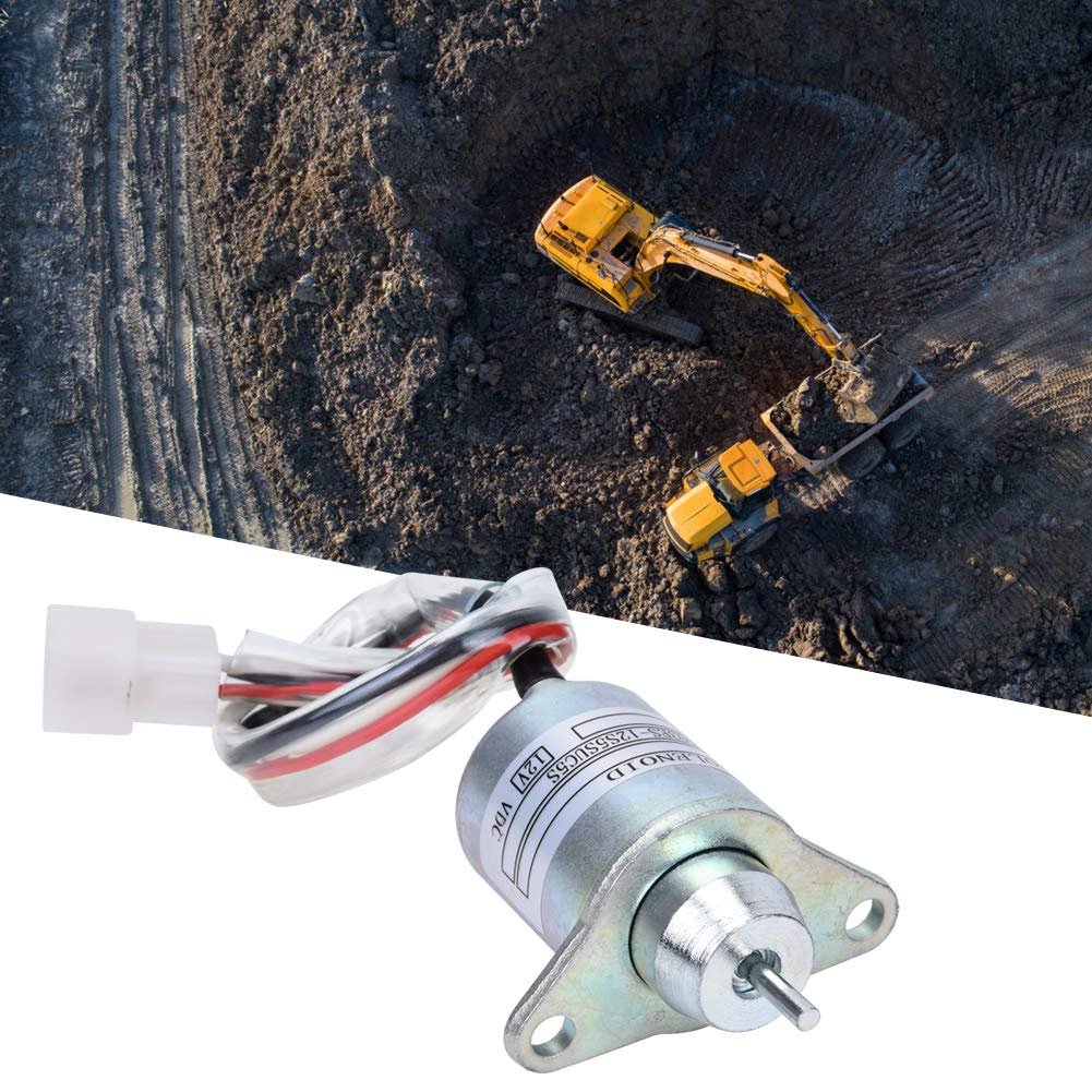 Elettrovalvola di Arresto del Carburante 12V Qualità Premium, Sostituzione Diretta Cavi Resistenti Alle Alte Temperature Proteggi il Motore da Danni, Accessori per Escavatore