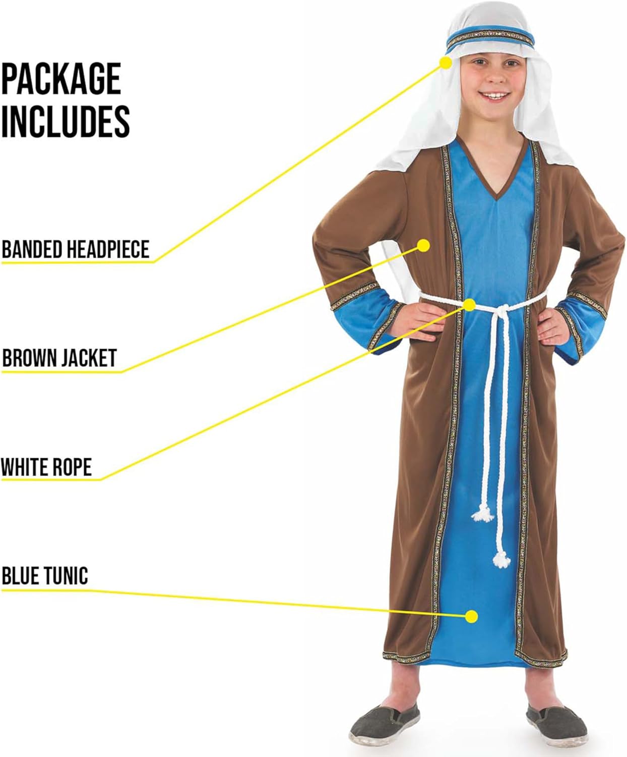 fun shack St Joseph Costume for Kids, Boys Shepherd Costume, Christmas Costumes for Kids, Boys Nativity Costumes - Image 2