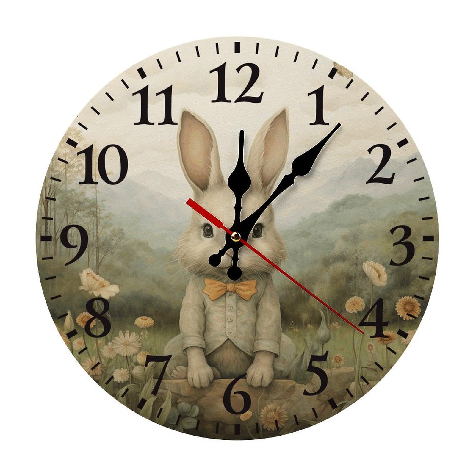 NTVOWPZO 10 Inch Wall Clock Sit on The Grass Battery Operated Wall Clocks Silent Non-Ticking Round Wall Clock for Living Room Kitchen Home Office Wall Decorative Clock