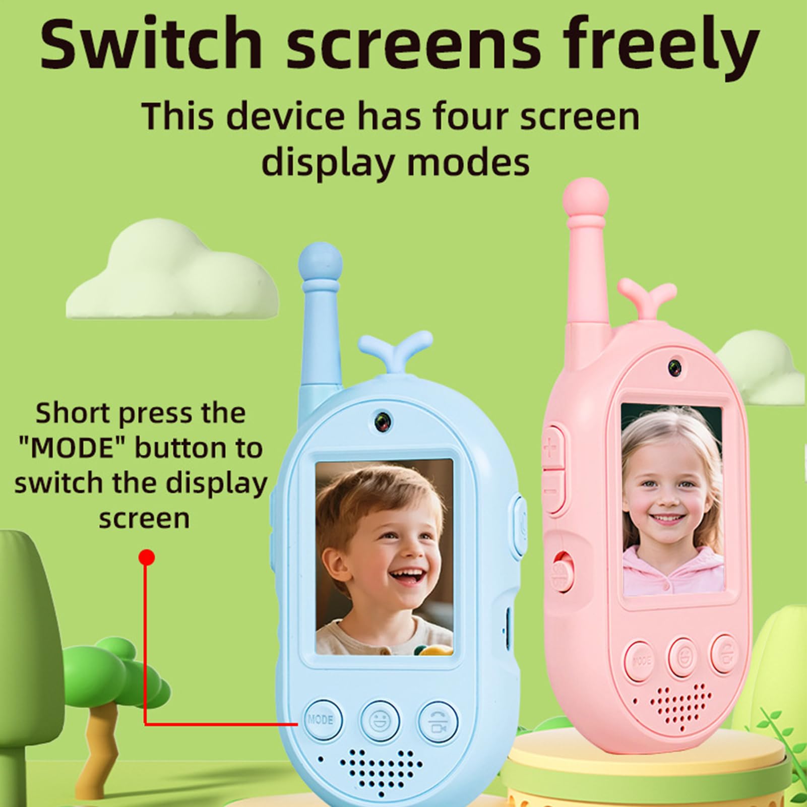 Walkie Talkies De Video para Niños Juego de 2 Unidades Recargables