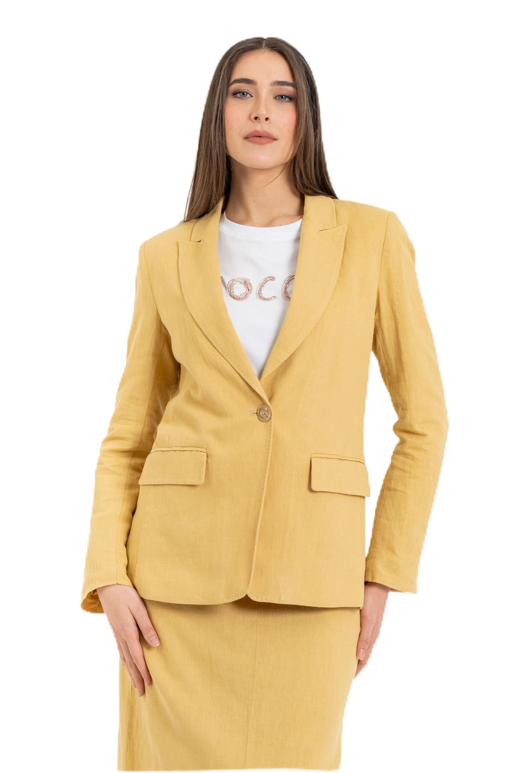 Kocca - Giacca Monopetto da Donna in Lino e Cotone Donna, Modello: P26RGC9110ABUN0000