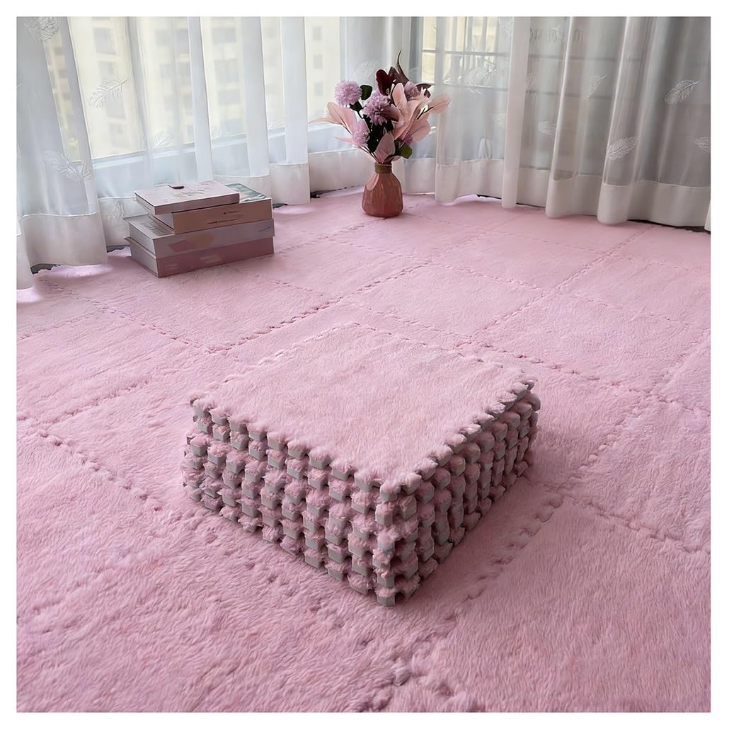 10 Pezzi 30x30 CmPollici Tappetino In Schiuma Di Puzzle Peluche Tappetino Antiscivolo Per Puzzle Per Pavimento Della Stanza(Pink,32pcs)