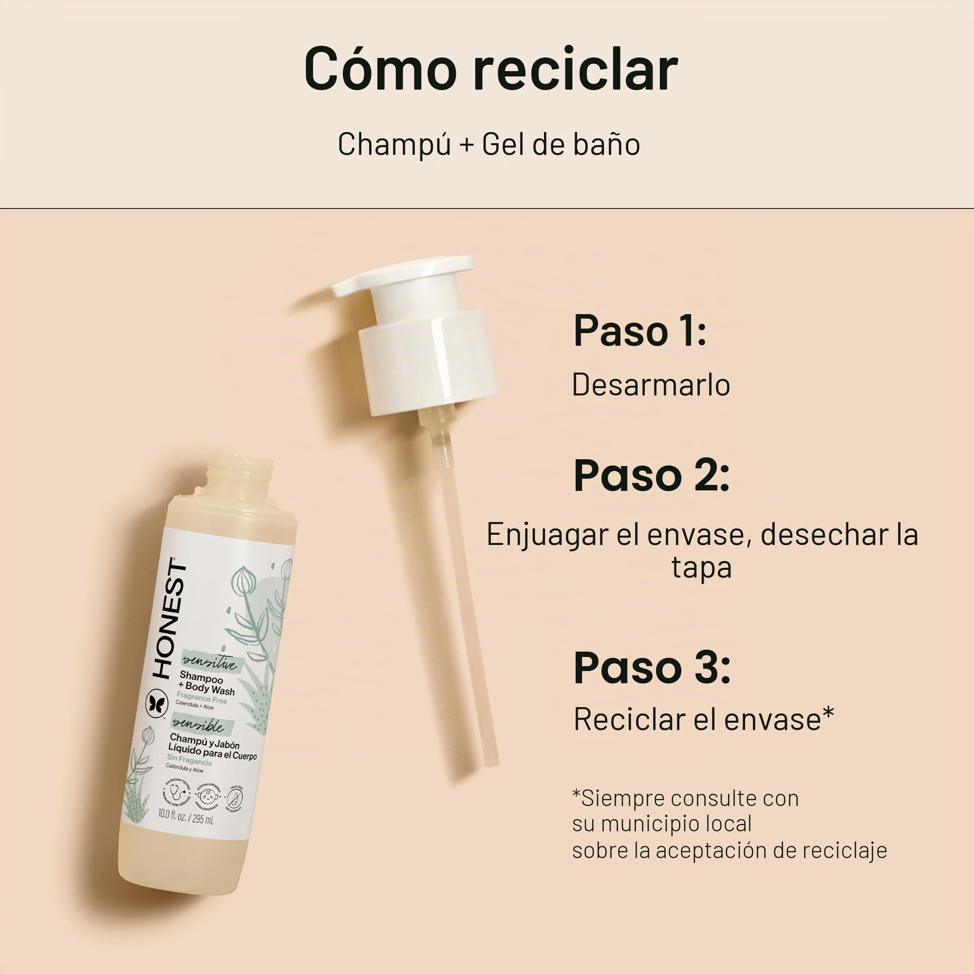 The Honest Company Champú limpiador 2 en 1 + gel de baño para piel sensible | Suave para el bebé | Derivado naturalmente, sin desgarros, hipoalergénico | Sin fragancia, 10 onzas líquidas