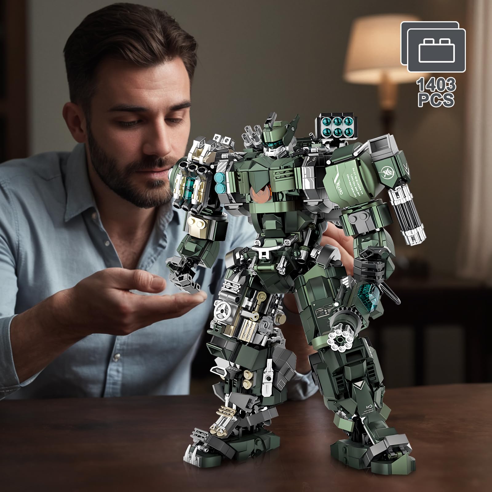 HIGH GODO Technik Mech Roboter Klemmbausteine Set, 1403 Teile Hard Core Industrial Style Action Roboter Modell, Creator Geschenke für Erwachsene Roboterliebhaber Junge Menschen