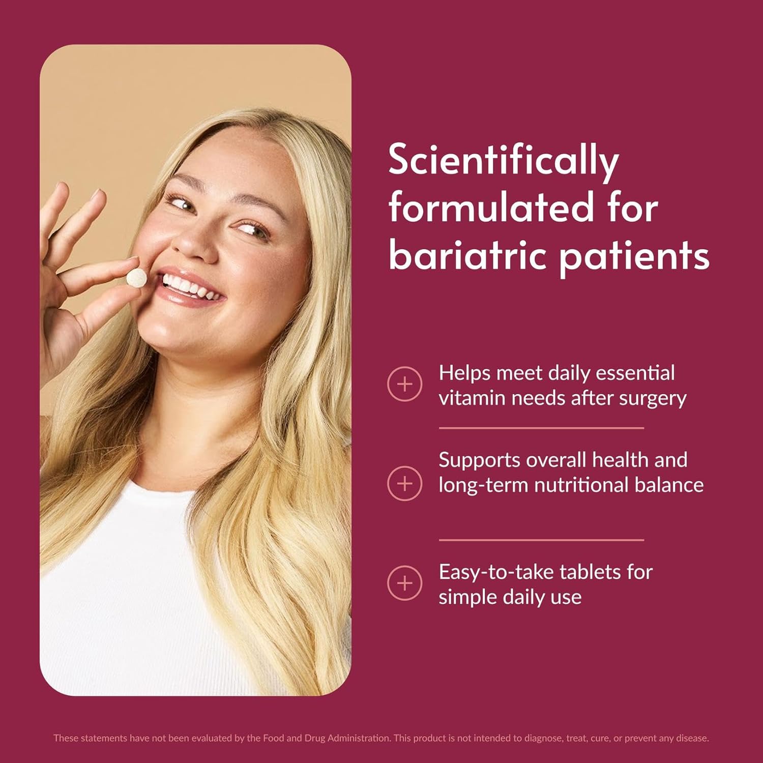 Bariatric Advantage Chewable Essential Multivitamin Without Iron - 200 DV of Key Nutrients - Trace Mineral Support - Multivitamins for Bariatric Patients - Berry - 180 Count