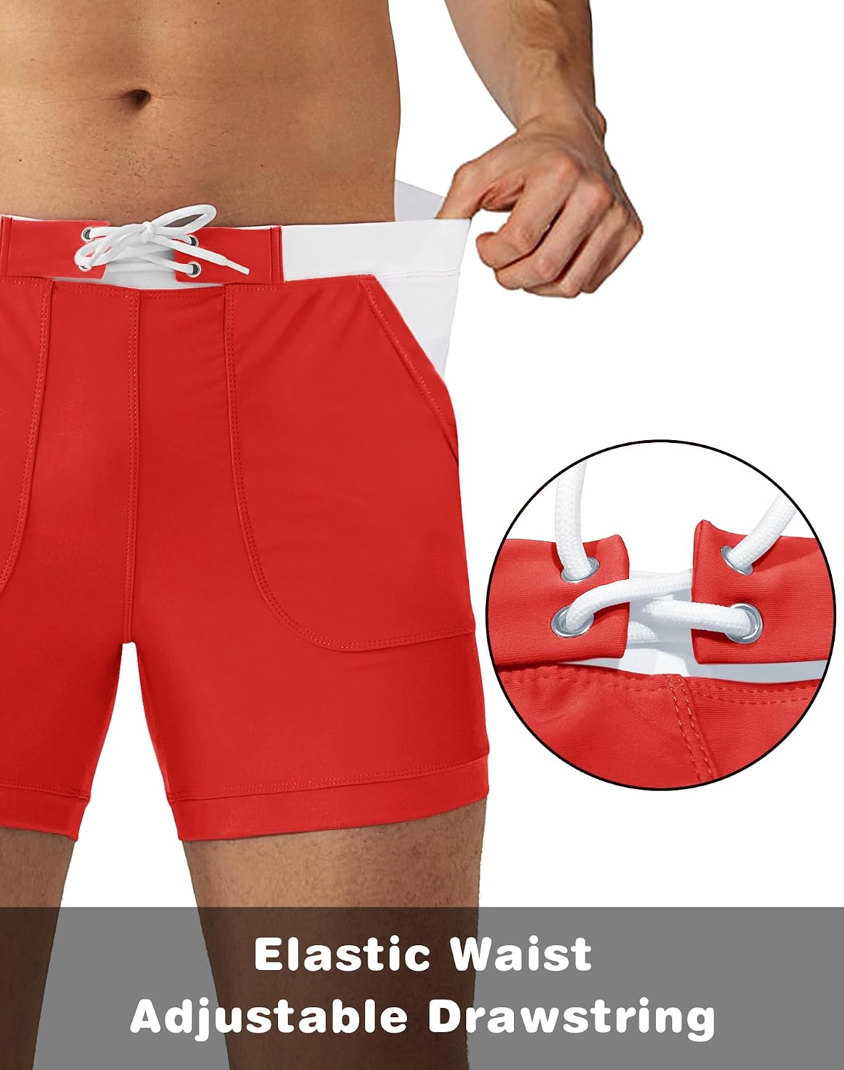 MAGNIVIT Men's Swimwear Swimsuits Solid Basic Long Swim Sport Trunks Board Shorts with Pockets image 4