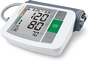 Medisana BU 510 Tensiómetro de brazo, medición precisa de la presión arterial y el pulso con función de memoria, escala de semáforo, indicación de latidos irregulares, Color Gris, Blanco