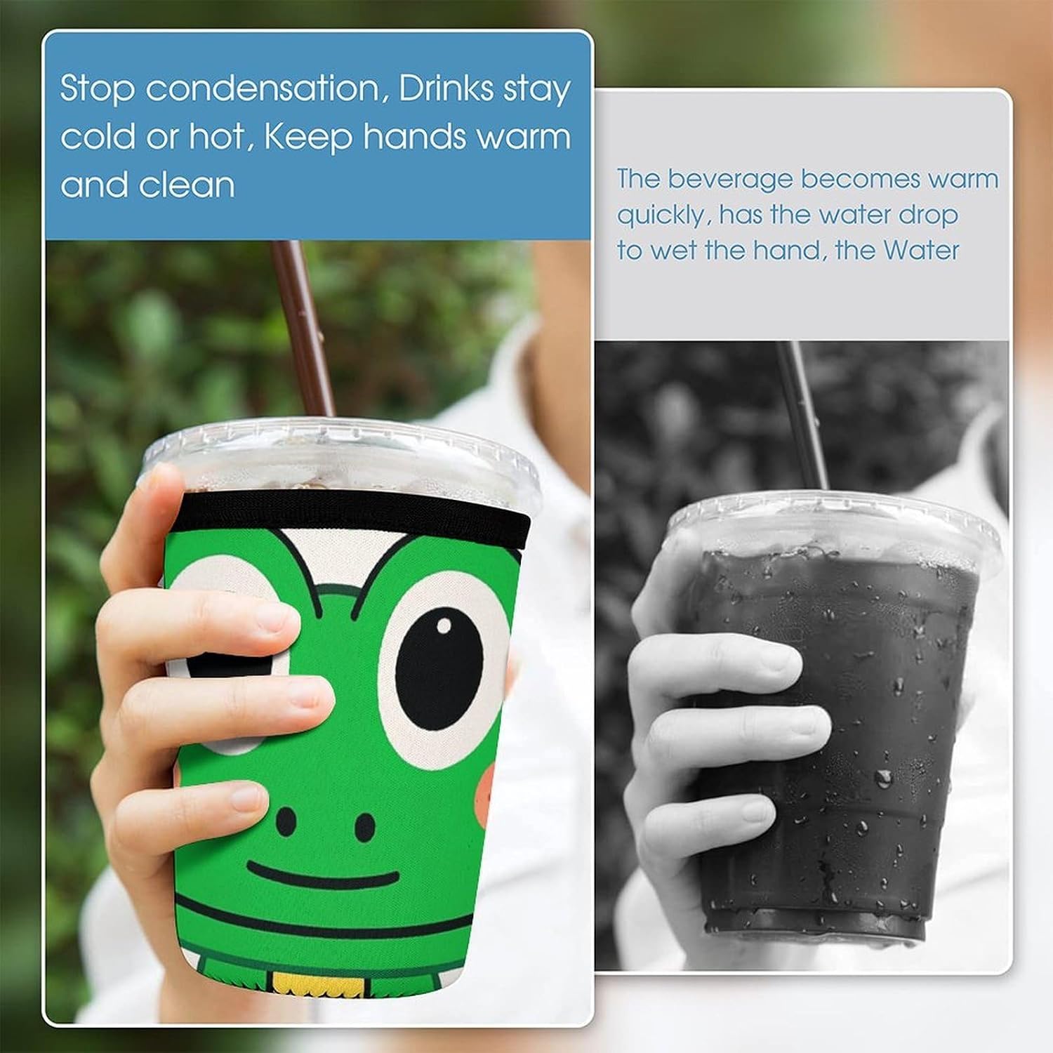 3 Pack Neoprene Cup Sleeves, Stretchy Reusable Drink Cup Cover Universal