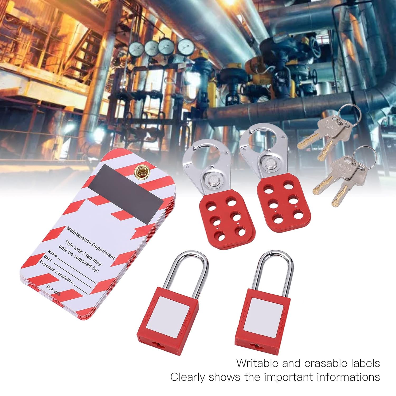 Electrical Lockout Tagout Kit, Safety Padlock Set, Loto Locks Set for Lock Out Tag Out Station, Red