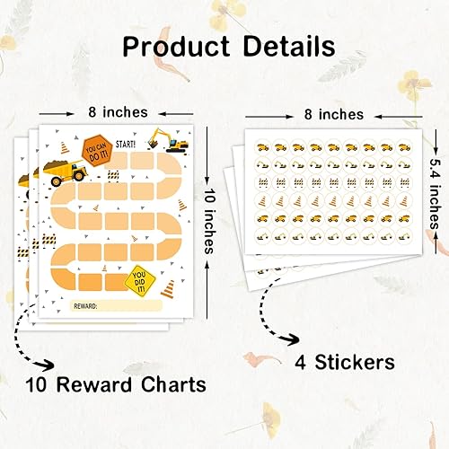 Miniatura 2 de Gráficos de recompensa para niños, tabla de comportamiento de recompensa de tareas de excavadora con calcomanías, tabla de recompensas para niños
