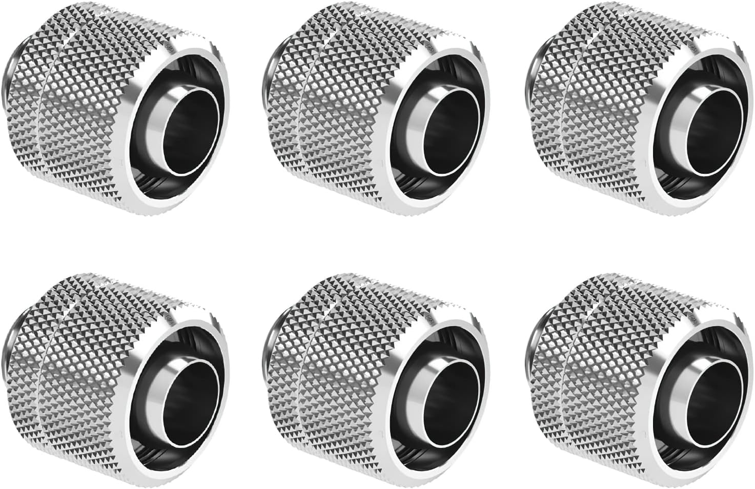 Dracaena.io 6 Pack G1/4" Thread to 3/8" ID, 1/2" OD Compression Fitting for Soft Tubing, Soft Tube Connectors for Computer Water Cooling System, Silver