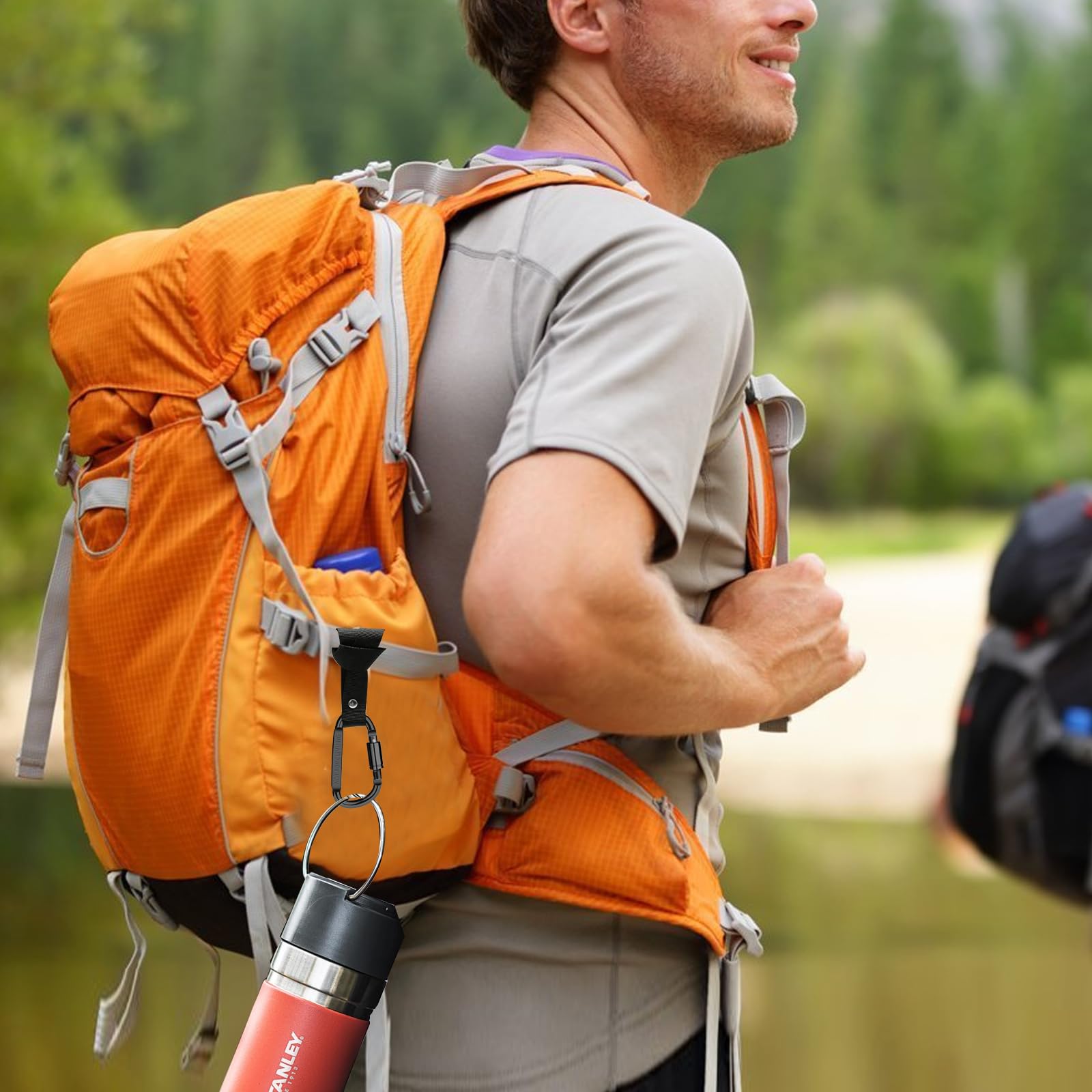 Mousquetons en D avec Fermeture à Vis et Sangle pour Travail Camping Moto Voiture