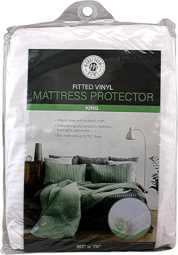 Miniatura 3 de Dependable Industries Protector de colchón ajustable tamaño King impermeable cubierta de plástico de vinilo mantiene el colchón limpio estilo sábana