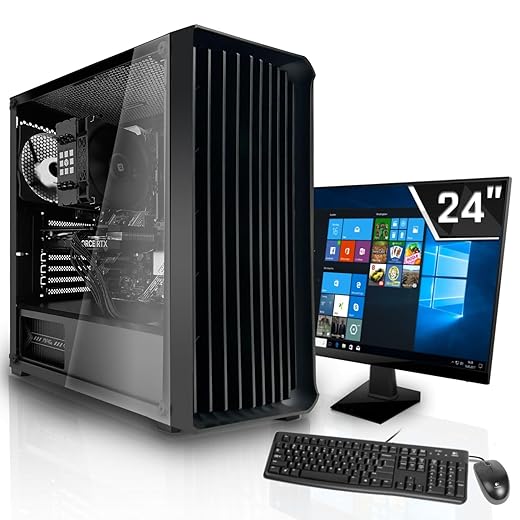 SYSTEMTREFF Office Komplett PC Set AMD Ryzen 5 5600 6x4.4GHz | Nvidia Geforce GT 1030 2GB DX12 | 512GB M.2 NVMe | 16GB DDR4 RAM | Silent Desktop Paket Computer Rechner für Büro Business Multimedia