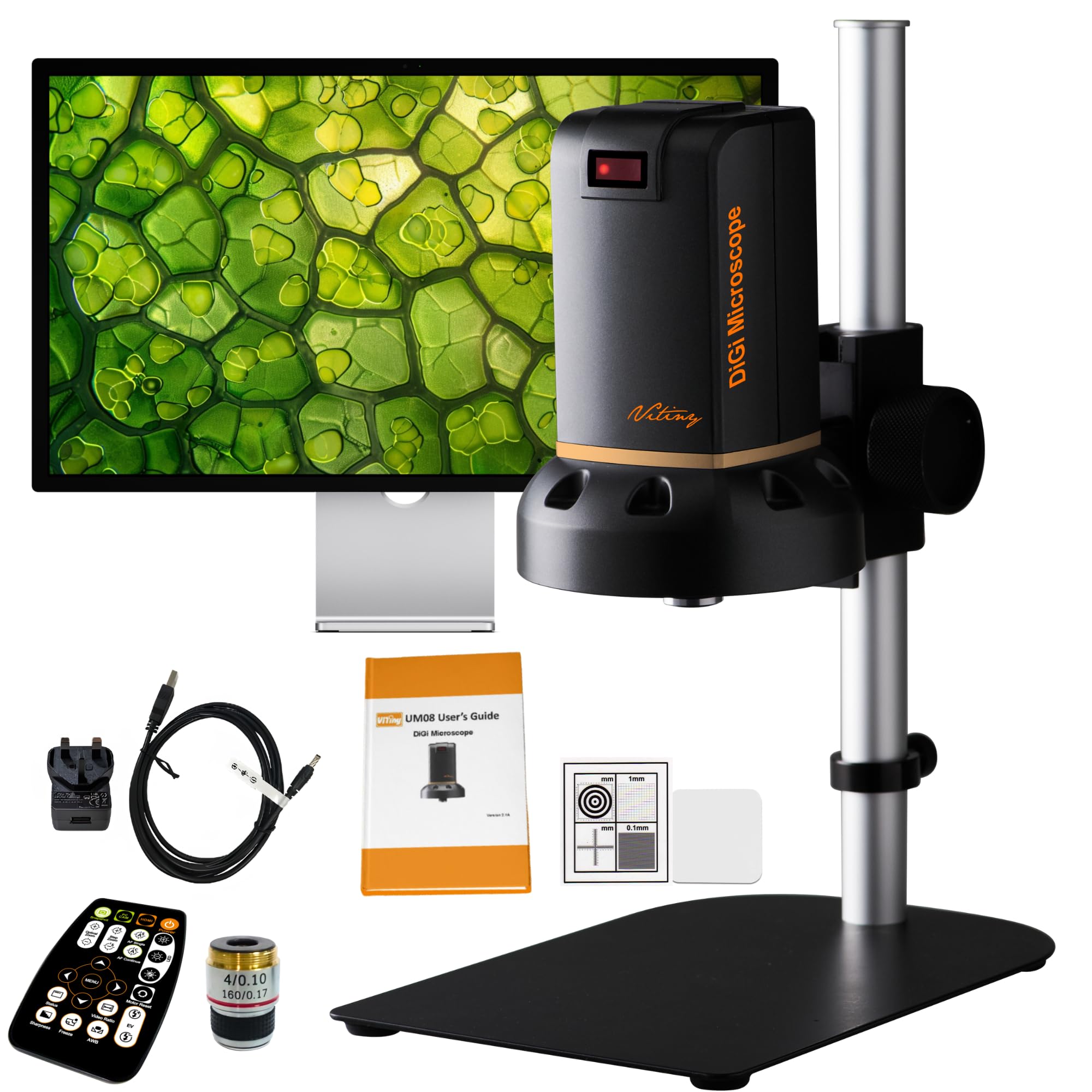 UM08A HDMI Continuous Auto Focus Digital Microscope, Professional Grade Structured-Illumination Microscope, Electronic Industrial Microscope, 13-140x, 2M Pixels, 4x Lens 1080P Super HD Camera