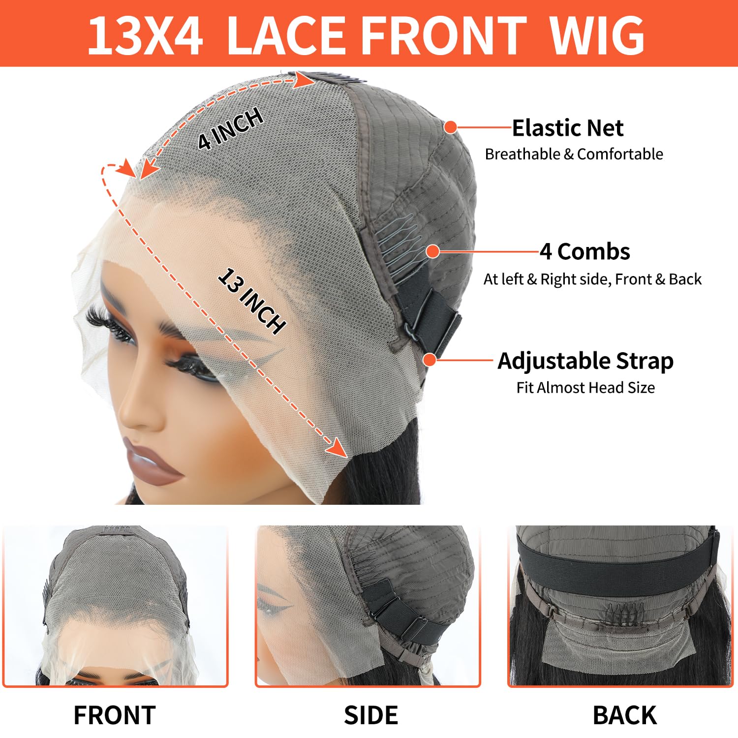 22 Inch 13x4 HD Lace Front Wigs Human Hair Straight Human Hair Wig For Black Women 250% Density Glueless Lace Front Wig Human Hair Pre Plucked With - View #13