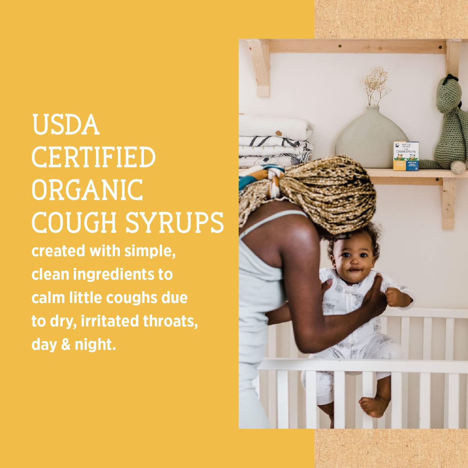 Matys Organic Baby Cough Syrup Day & Night Value Pack For Babies & Infants 3 Months + Up, Soothing Daytime & Nighttime Cough Relief, Made with Agave Syrup, Melatonin & Dye Free, 2 Pack, 2 Fl Oz Each