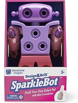 Educational Insights Design & Drill Sparklebot Robot Toy, 23-Piece Set, Kids Drill Sets, STEM Toys, Gift for Kids Ages 3+