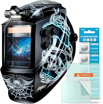 TRQWH Large Viewing Welding Helmet Auto Darkening True Color Solar Powered Welding Hood with 4 Arc Sensor Adjustable Wide Shade Range 45-8/9-13 Welder Mask for TIG MIG ARC Weld TRQWH-LD14