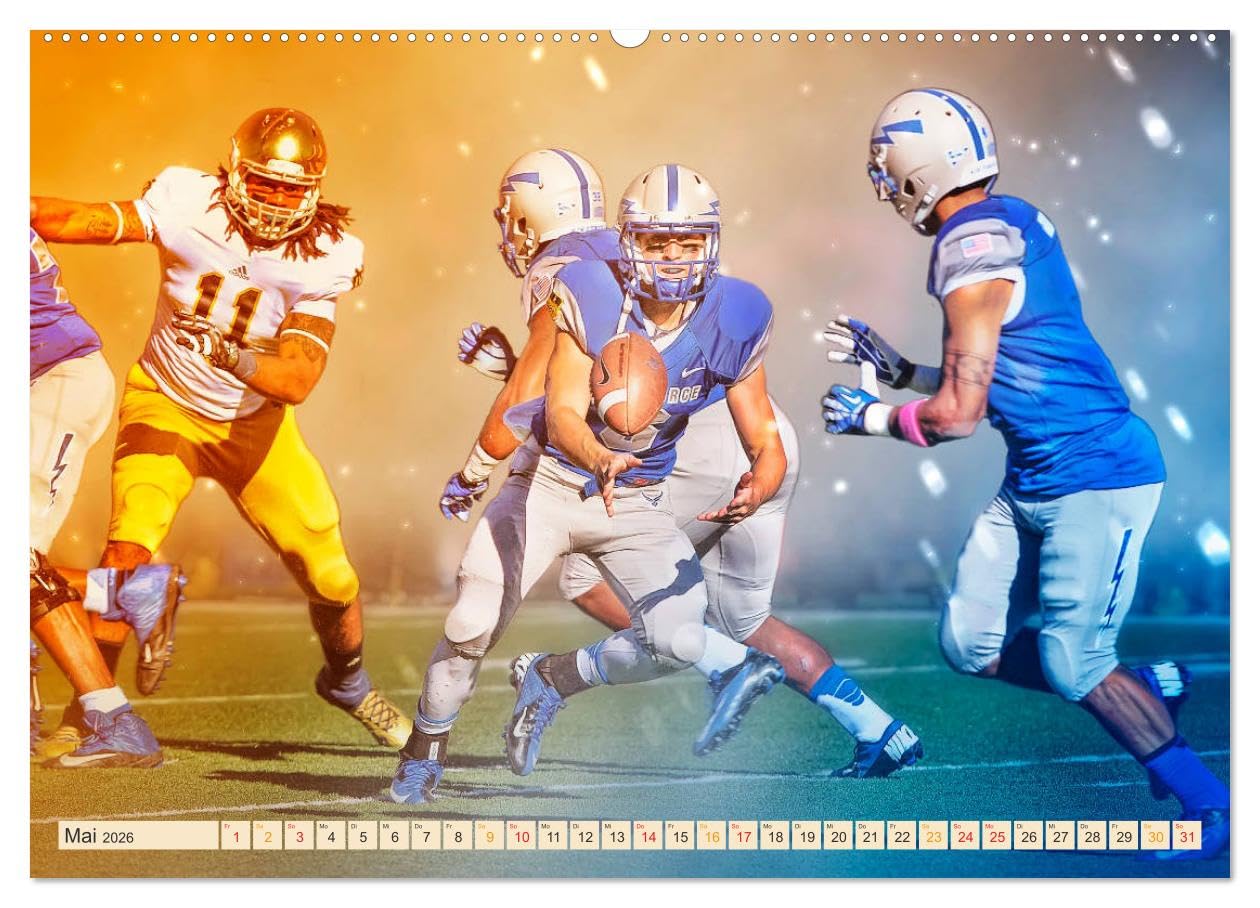 American Football - Fight (hochwertiger Premium Wandkalender 2026 DIN A2 quer), Kunstdruck in Hochglanz: American Football, Teamsport der ... in Wasserfarben-Technik. (CALVENDO Sport)